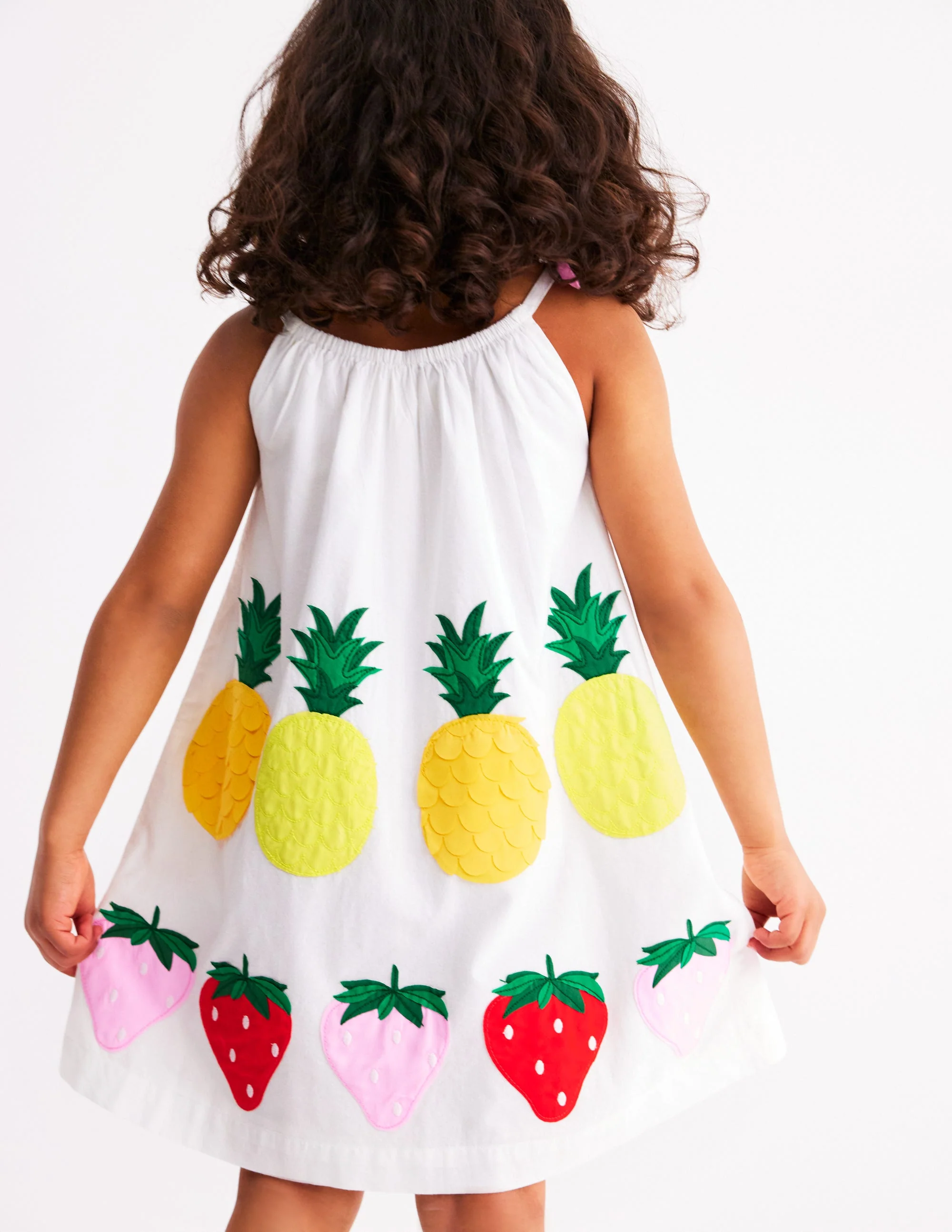 Strappy Appliqué Dress-Soft Ivory Fruit