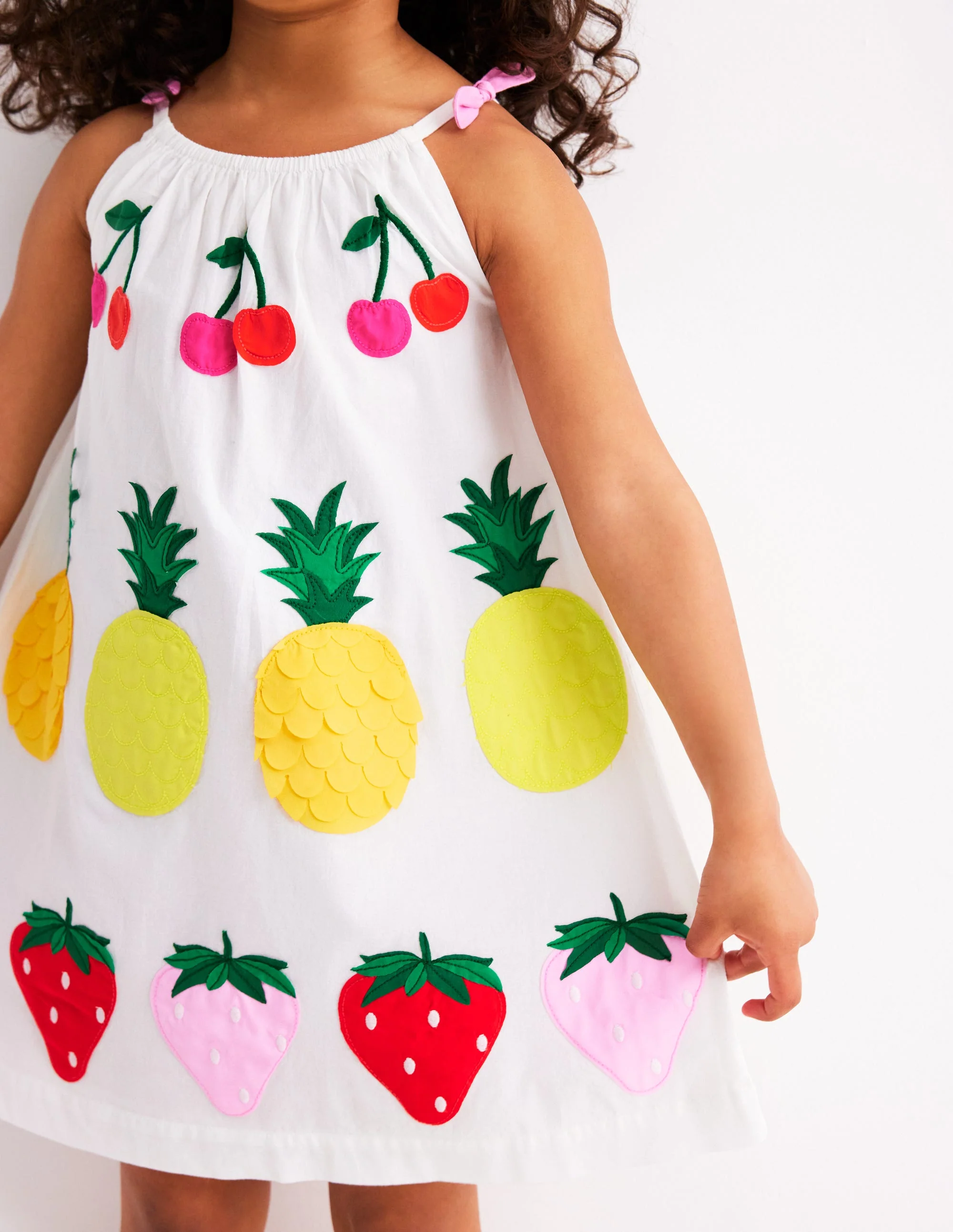 Strappy Appliqué Dress-Soft Ivory Fruit - Image 3