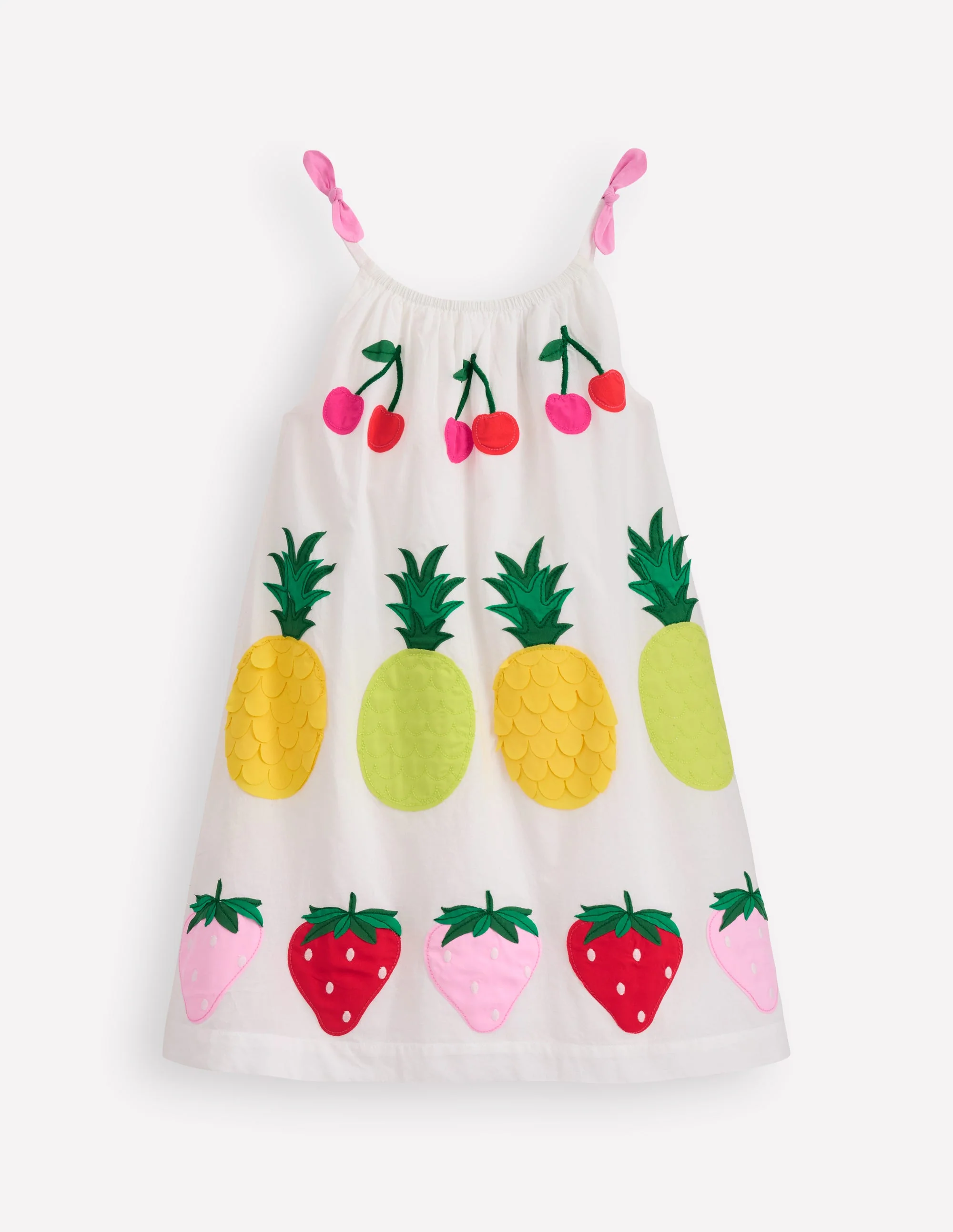 Strappy Appliqué Dress-Soft Ivory Fruit - Image 4