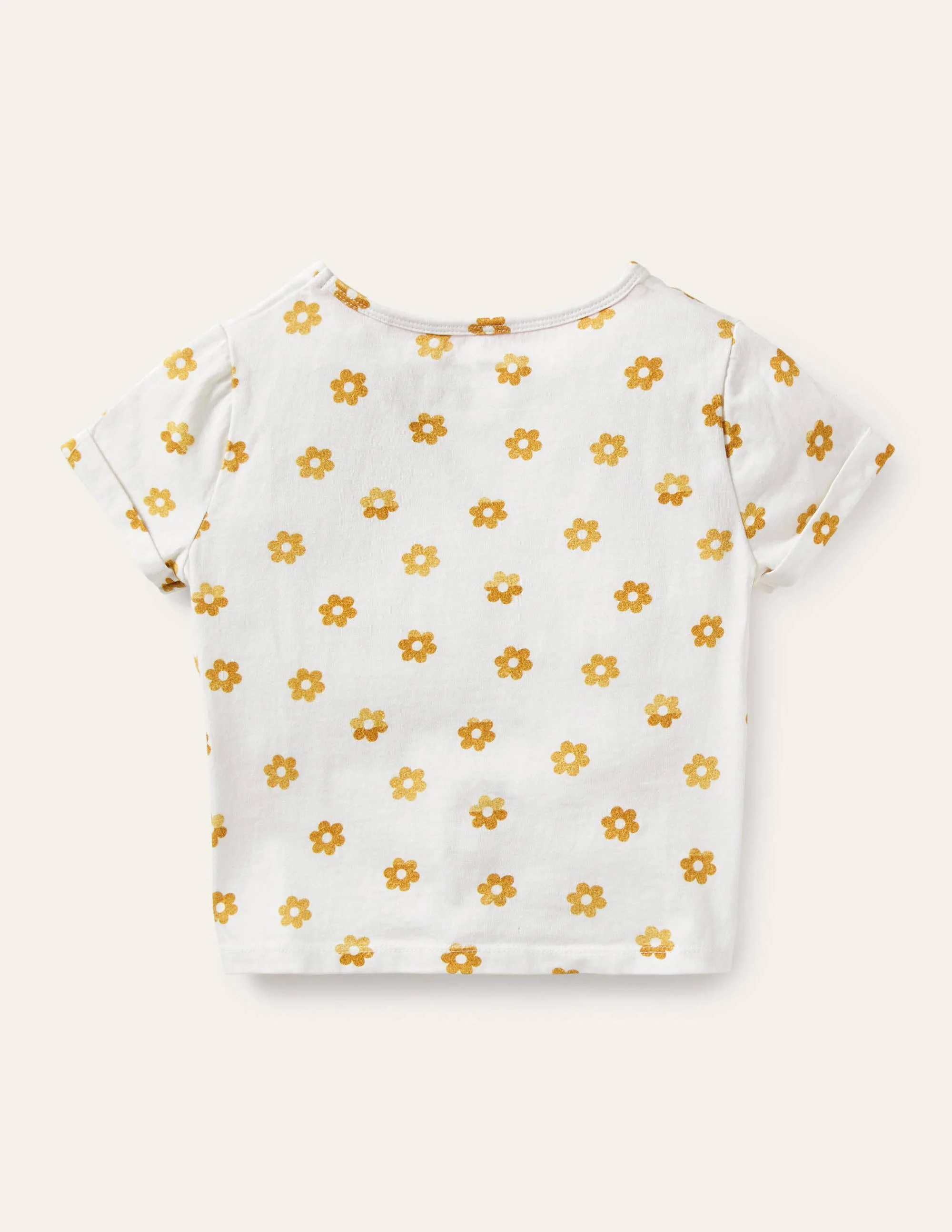 Tie-front T-shirt-White Foil Daisy - Image 2