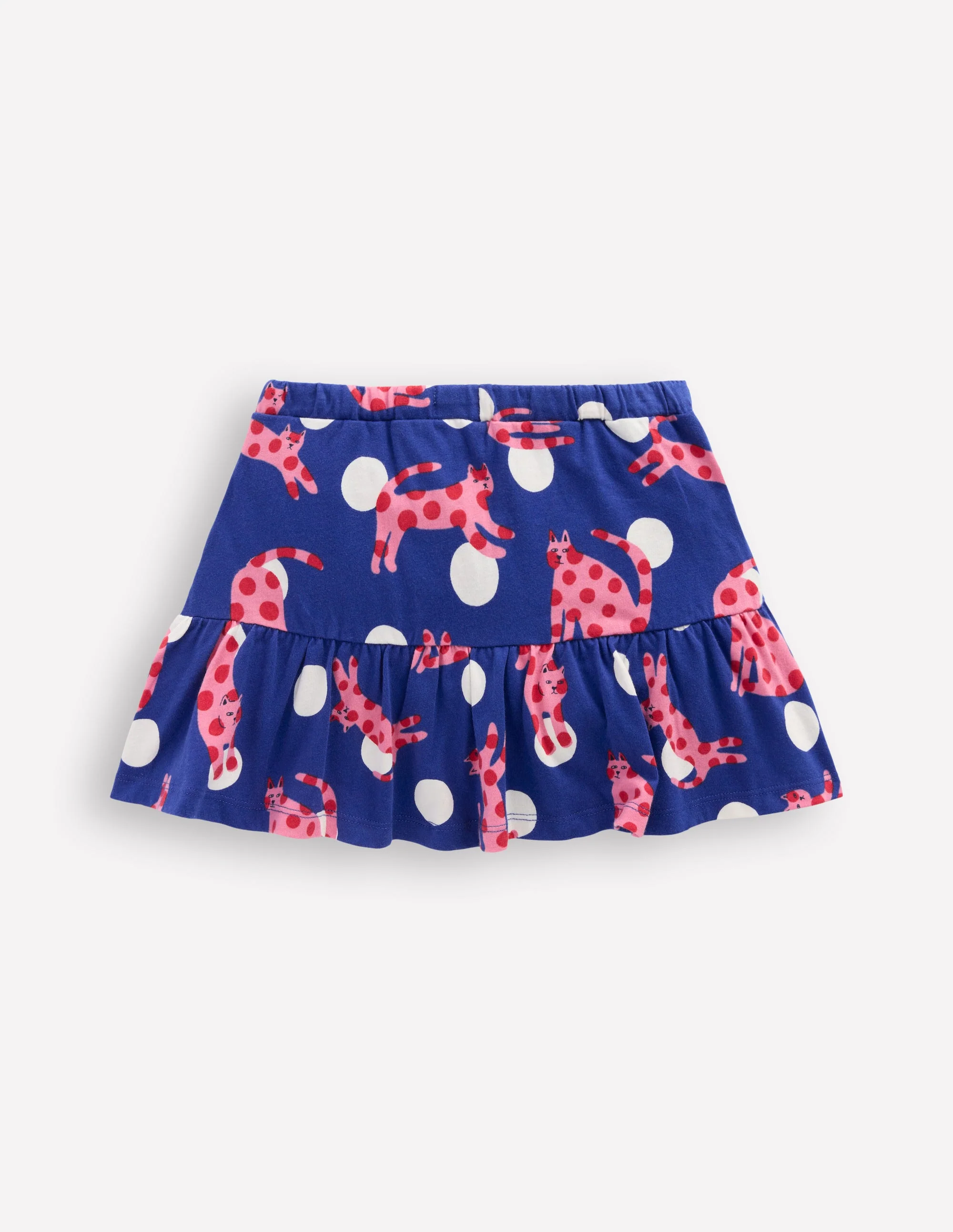 Tiered Jersey Skort-Bright Blue Spotty Cats - Image 2