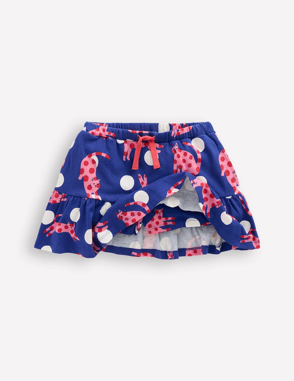 Tiered Jersey Skort-Bright Blue Spotty Cats - Image 4