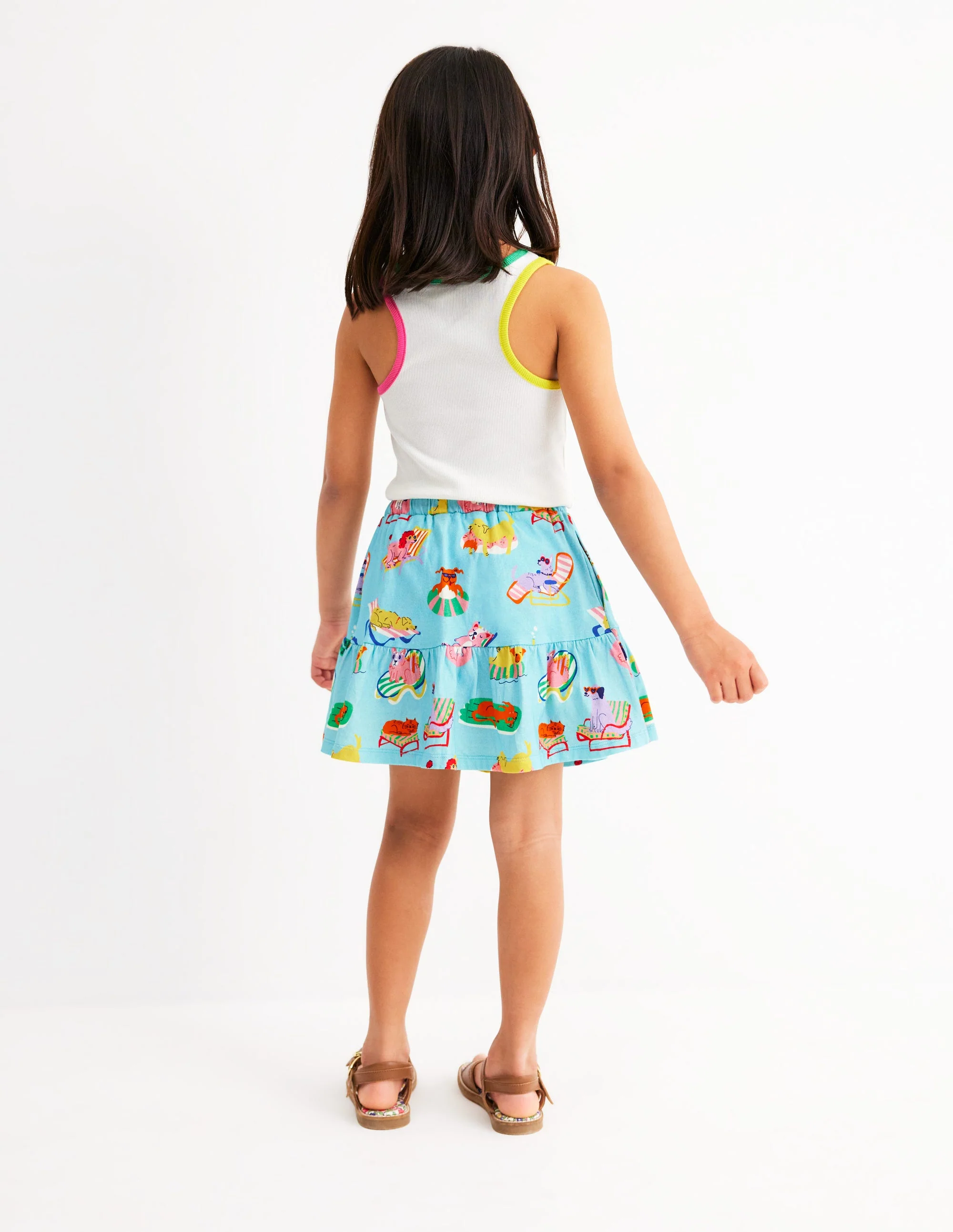 Tiered Jersey Skort-Caribbean Blue Poolside Pets - Image 3