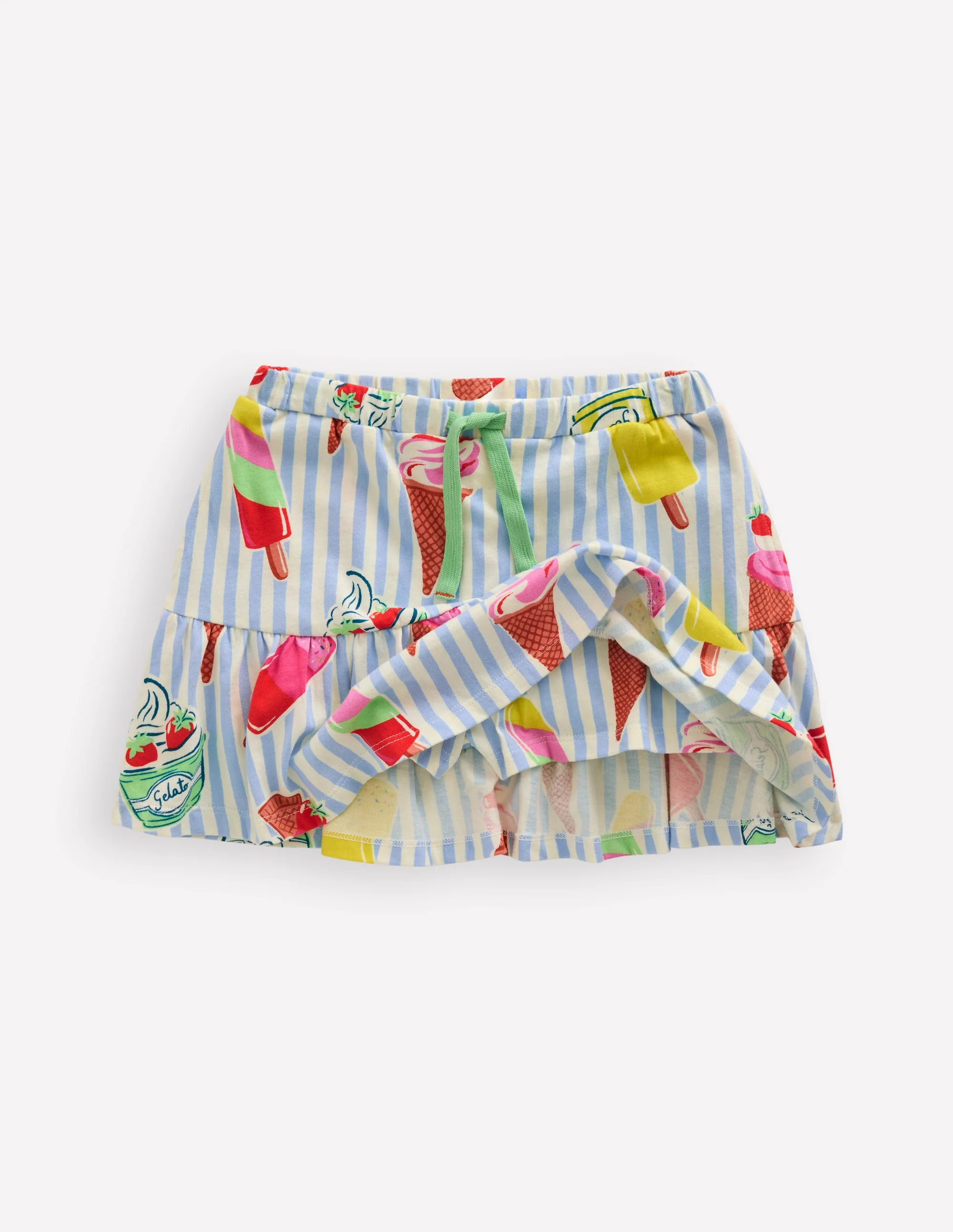 Tiered Jersey Skort-Vintage Blue Ice Cream Stripe - Image 4