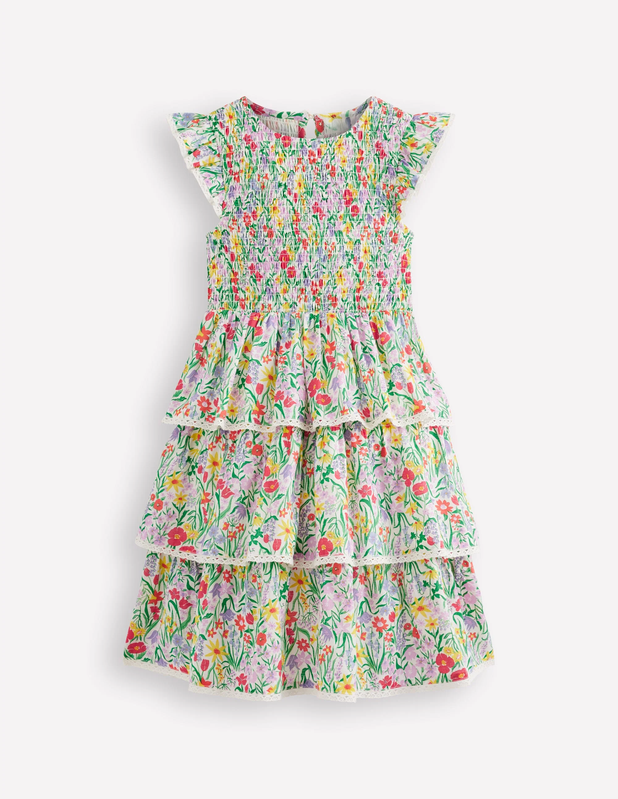 Tiered Lace Woven Dress-Multi Spring Floral - Image 2