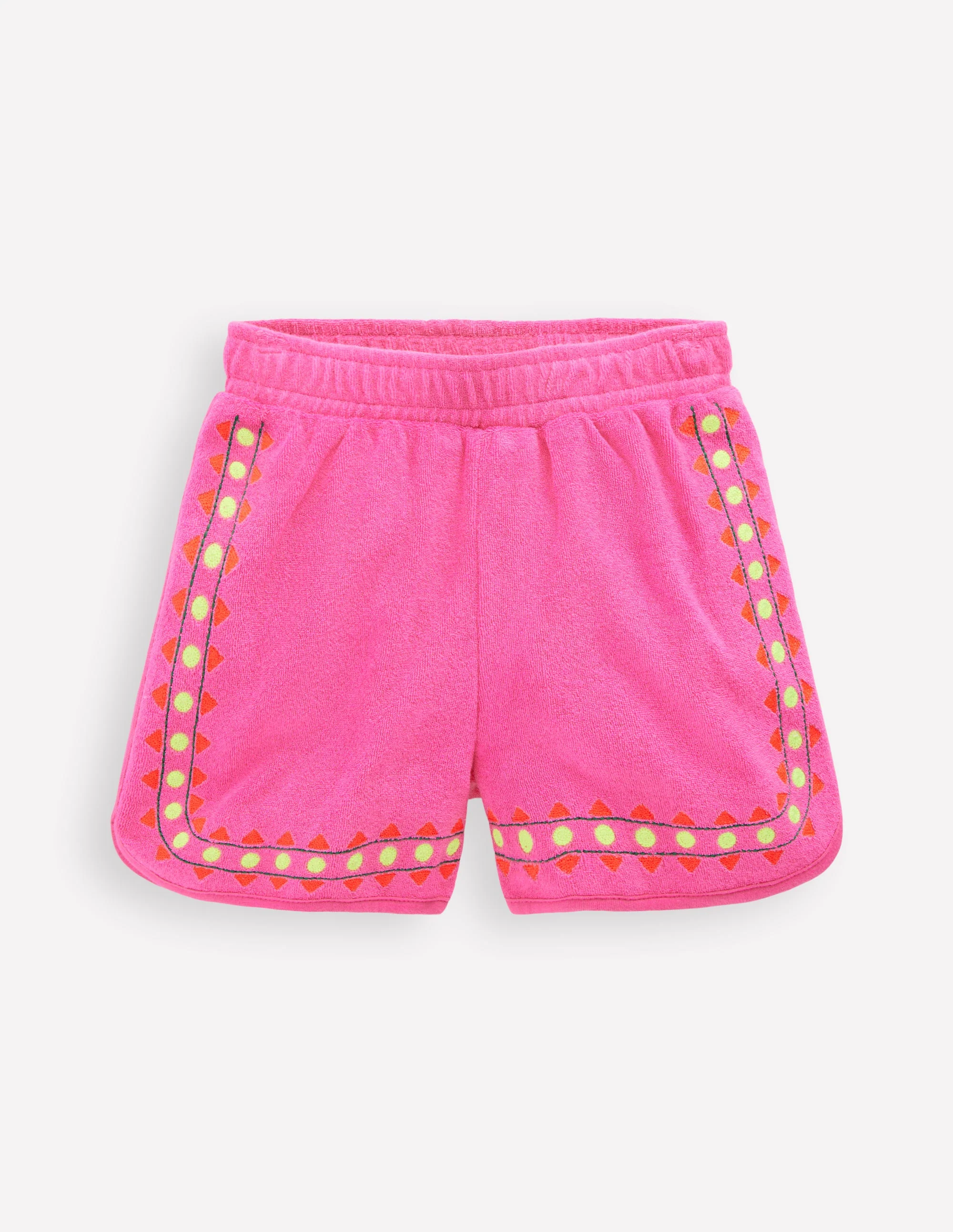 Towelling Embroidered Shorts-Sorbet Pink Embroidery - Image 3