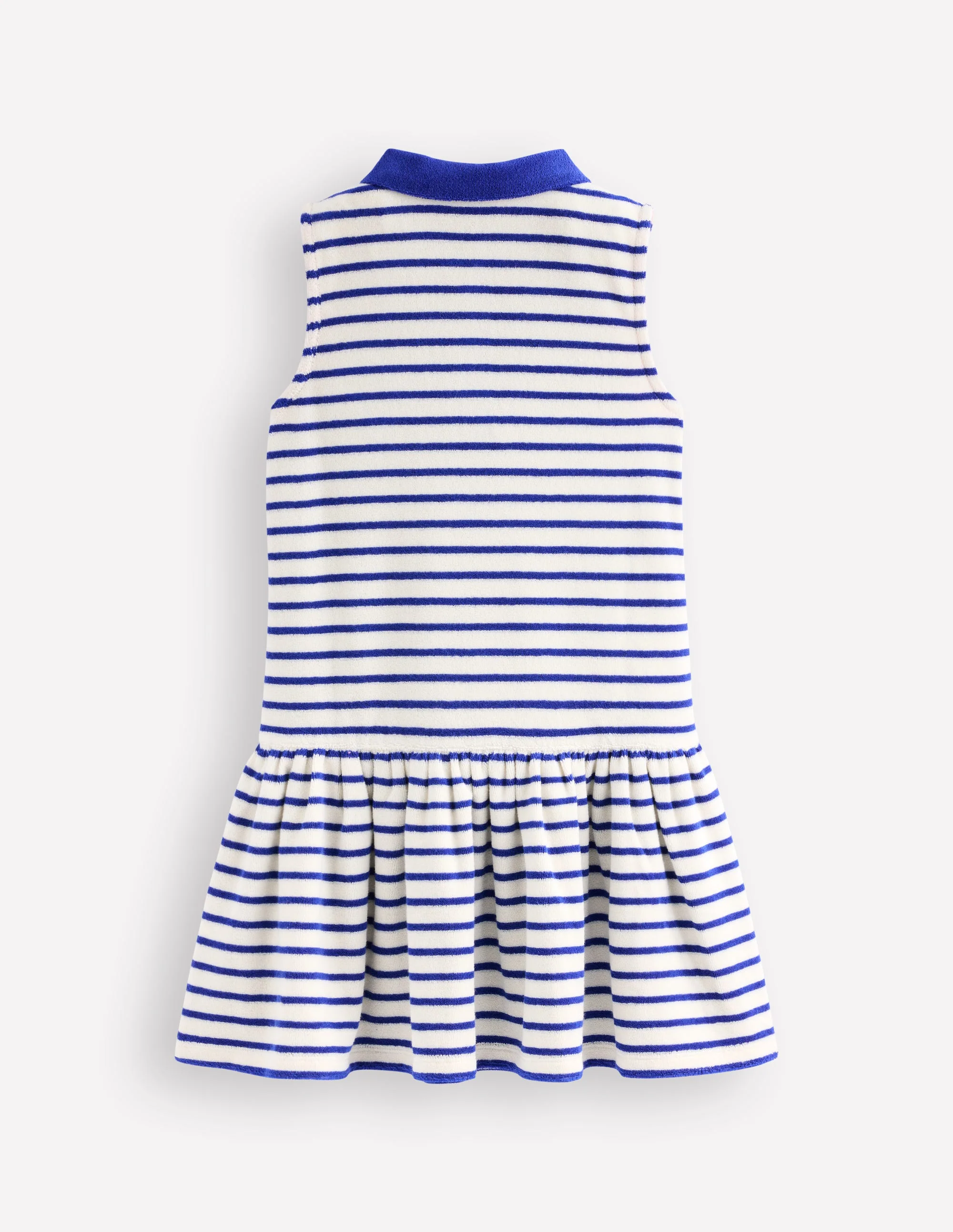 Towelling Polo Dress-Starboard Navy/ Ivory Stripe - Image 2