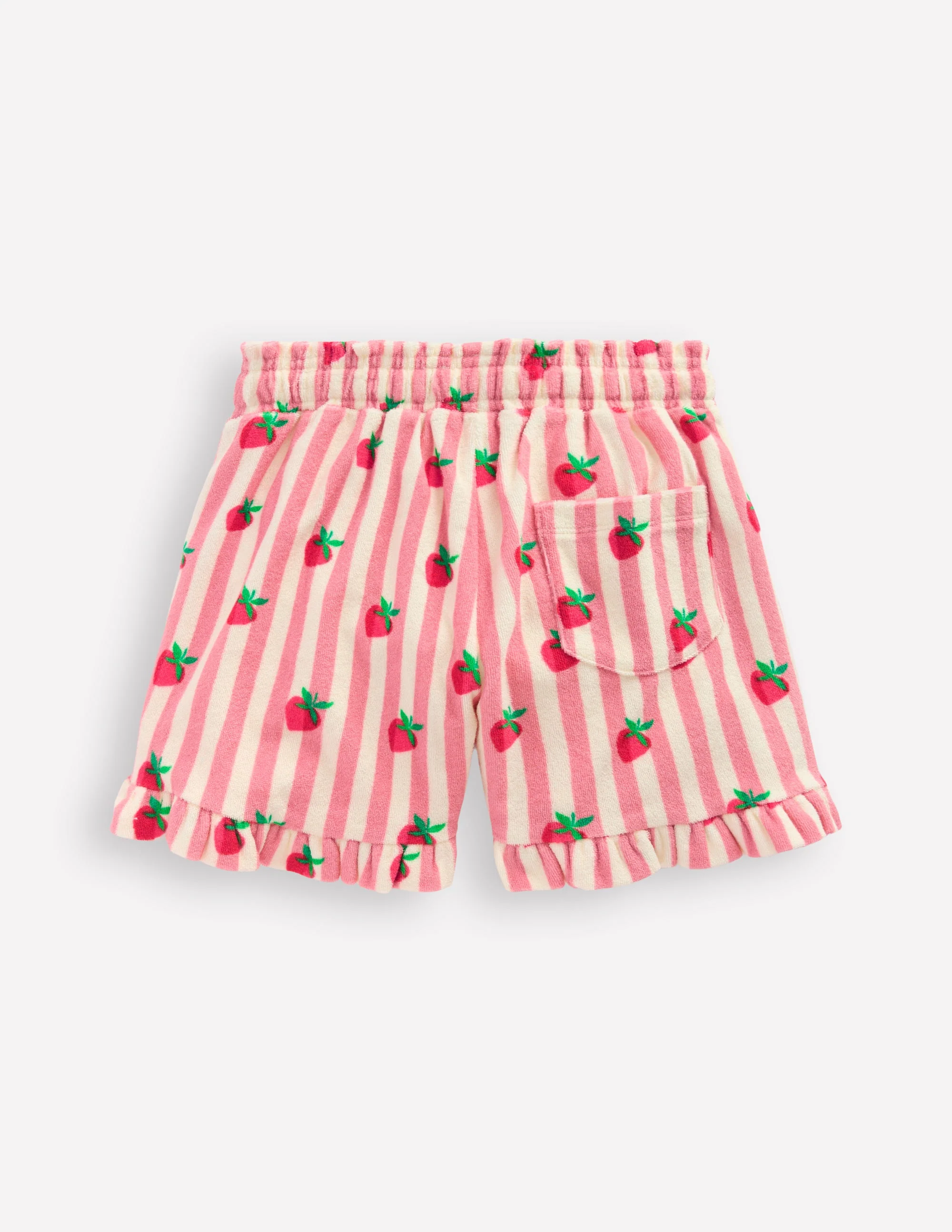Towelling Ruffle Shorts-Strawberry Stripe - Image 2