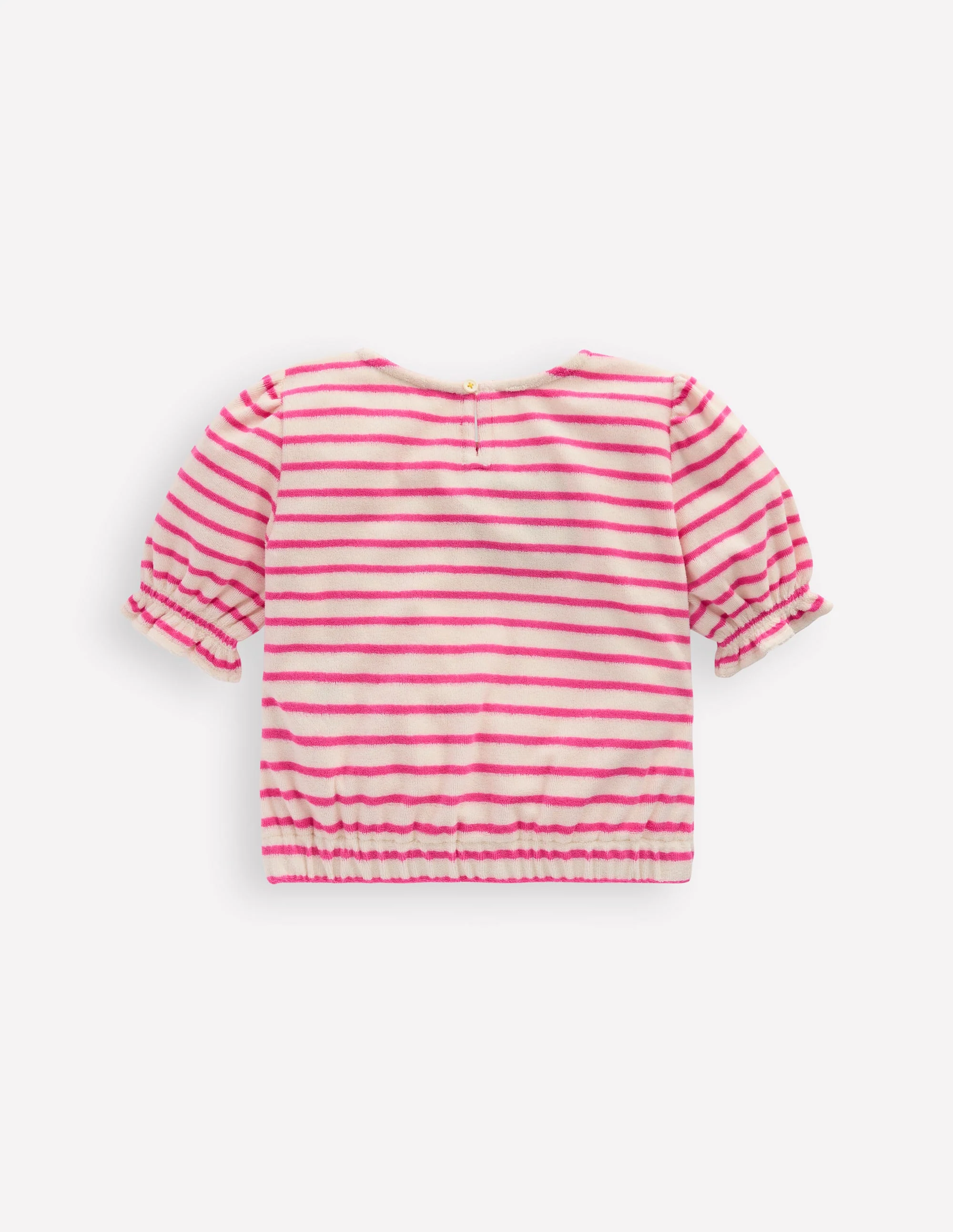 Towelling Top-Sorbet Pink/ Ivory Stripe - Image 2