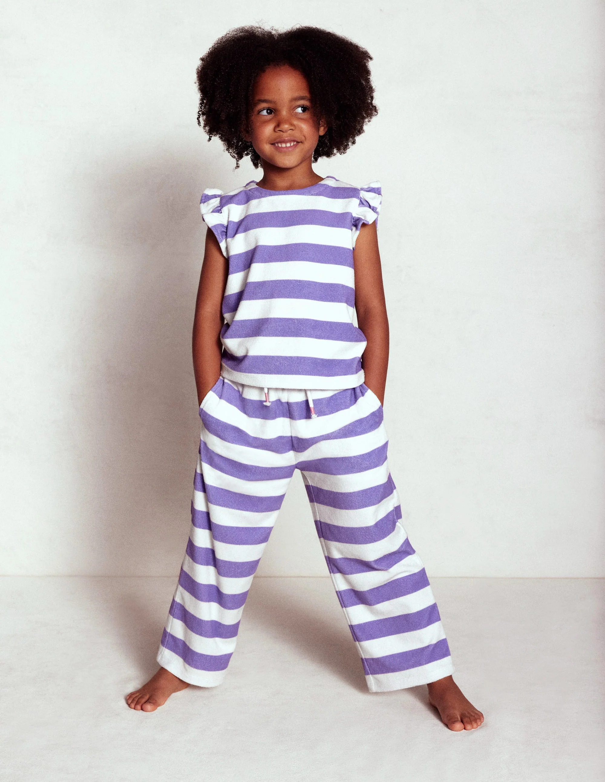 Towelling Trousers-Soft Ivory/Aster Purple - Image 4