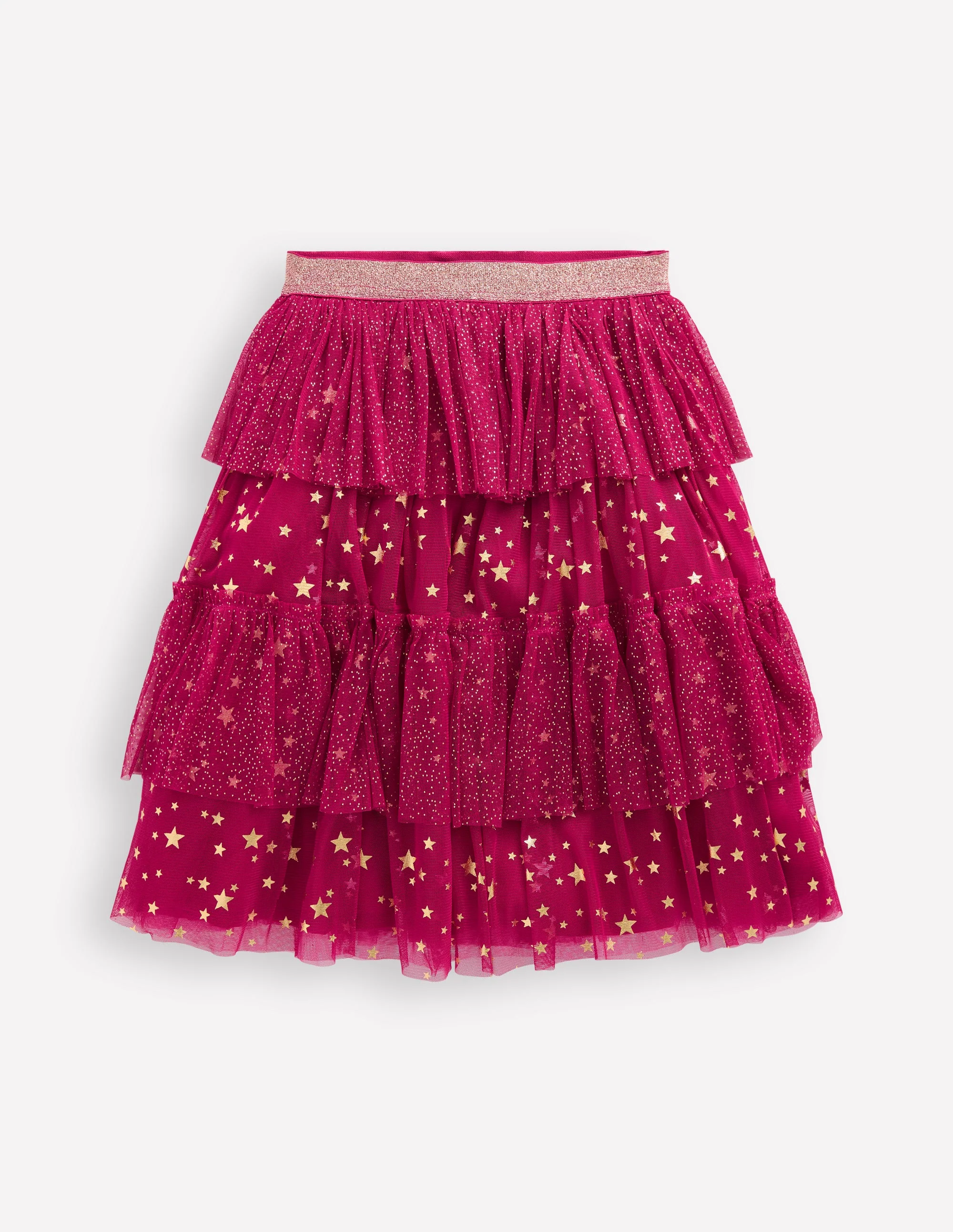 Tulle Ruffle Midi Skirt-Cherry Jam - Image 4
