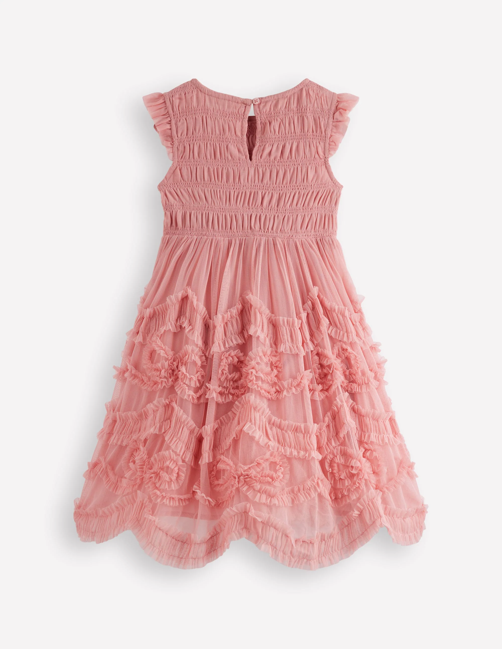 Tulle Ruffle Occasion Dress-Almond Pink - Image 2