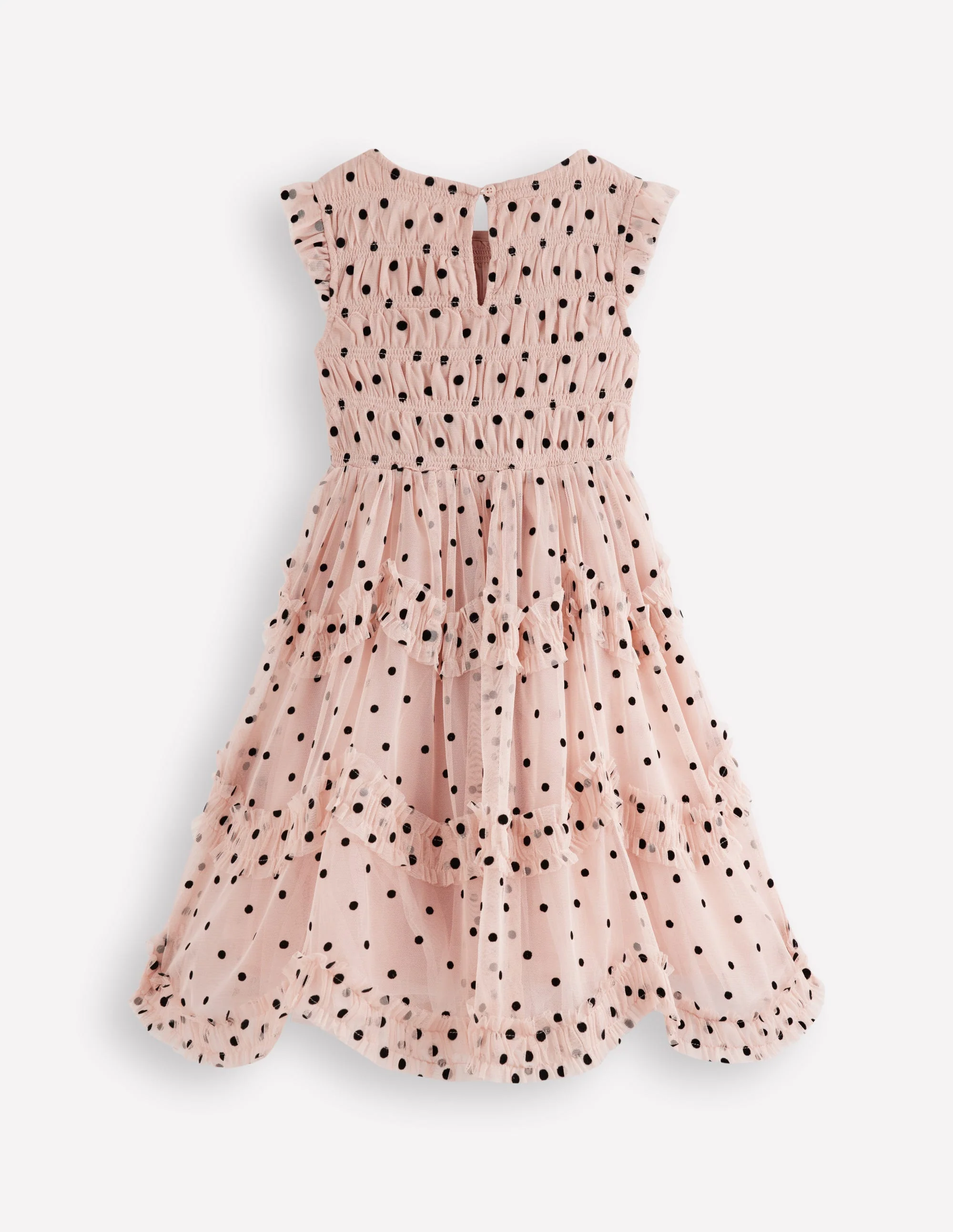 Tulle Ruffle Occasion Dress-Rose Smoke Flock Spot - Image 5