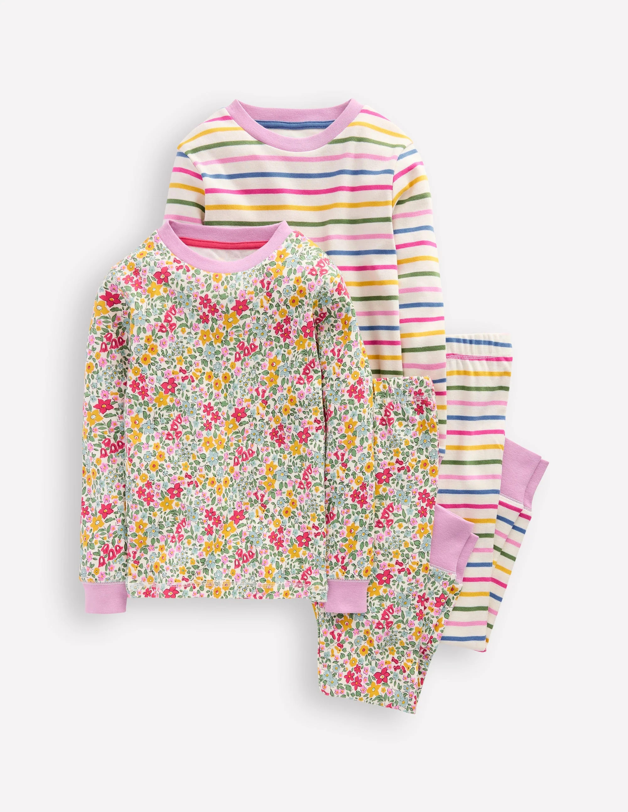Twin Pack Snug Pyjamas-Ceylon Flowerbed Multi