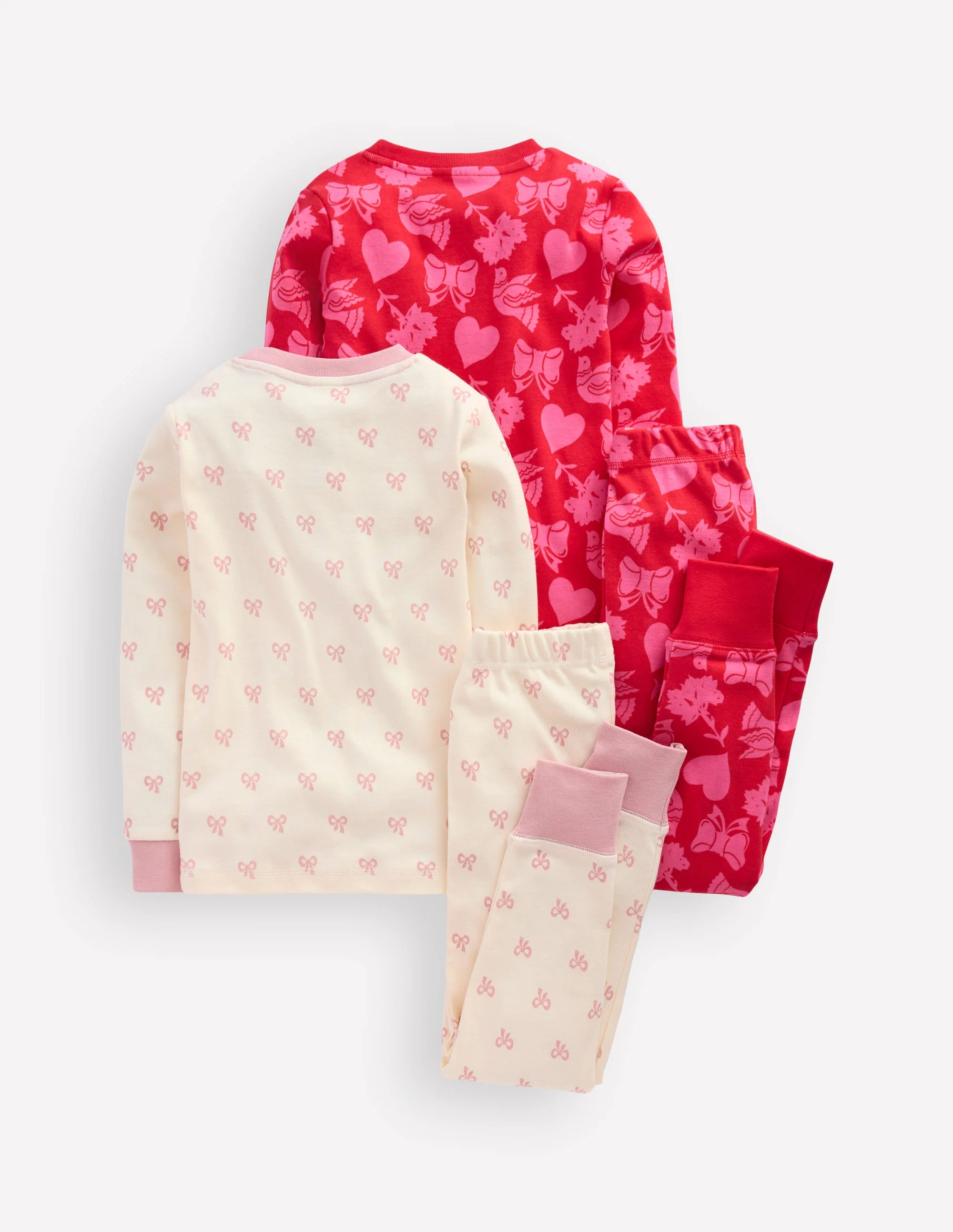 Twin Pack Snug Pyjamas-Heart Bow Print - Image 2