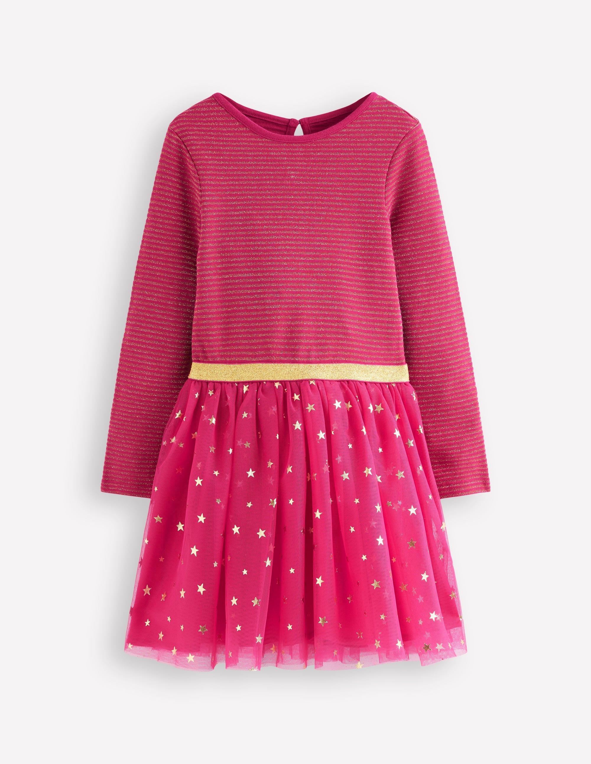 Twirly Tulle Mix Dress-Cherry Jam/ Gold Confetti