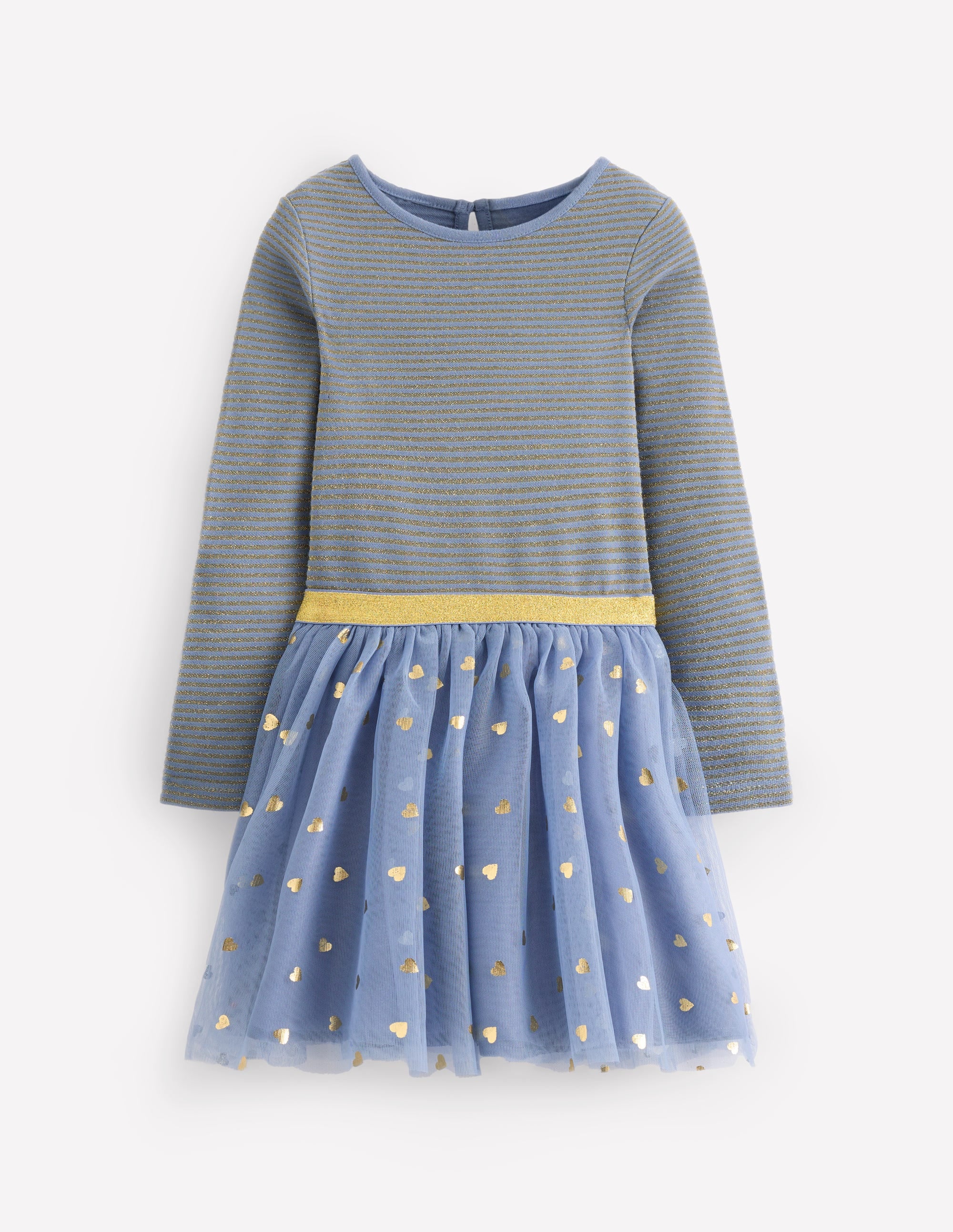 Twirly Tulle Mix Dress-Stormbolt Blue/ Gold Confetti - Image 4