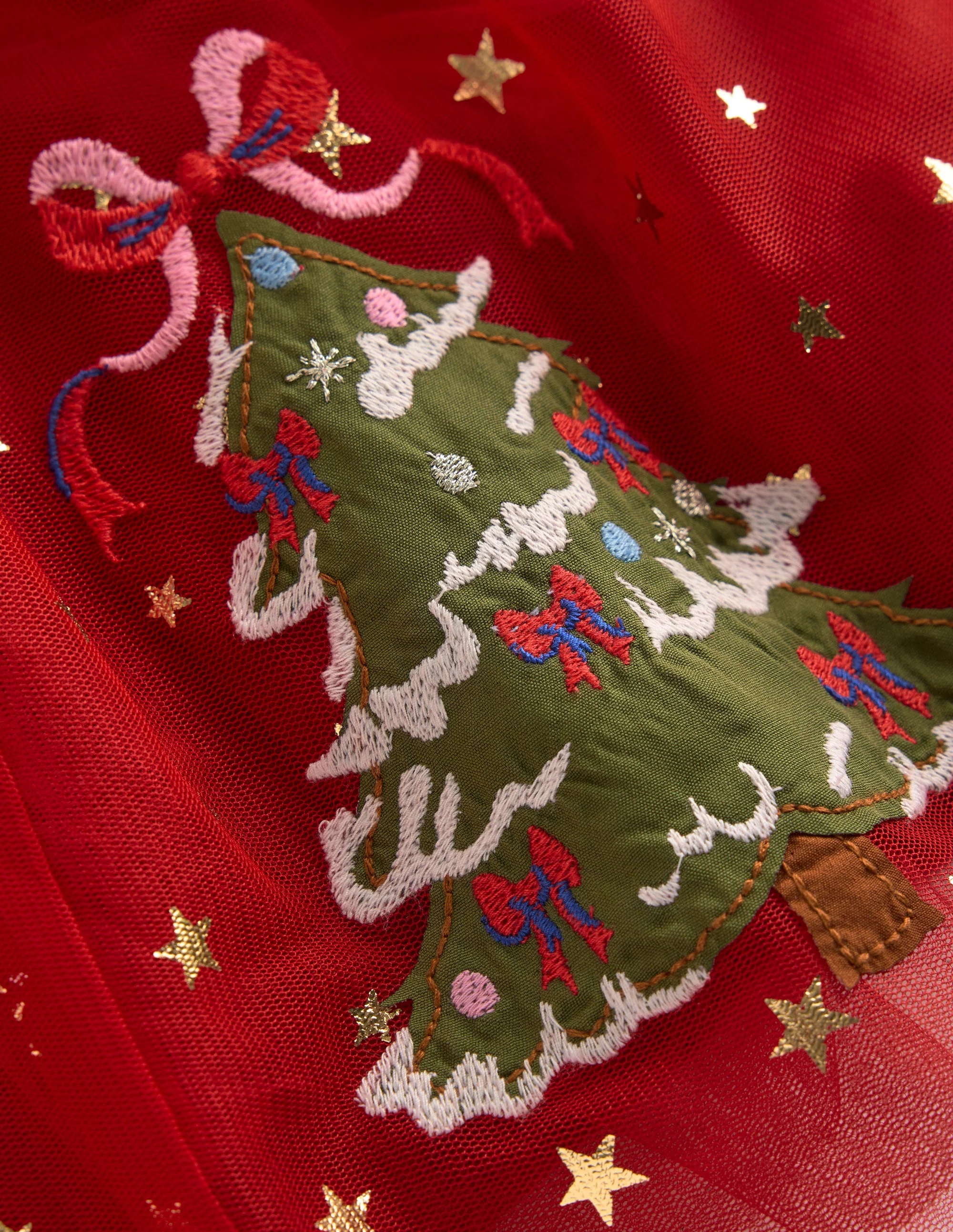 Velour Tulle Appliqué Dress-Carmine Red Nutcracker - Image 3