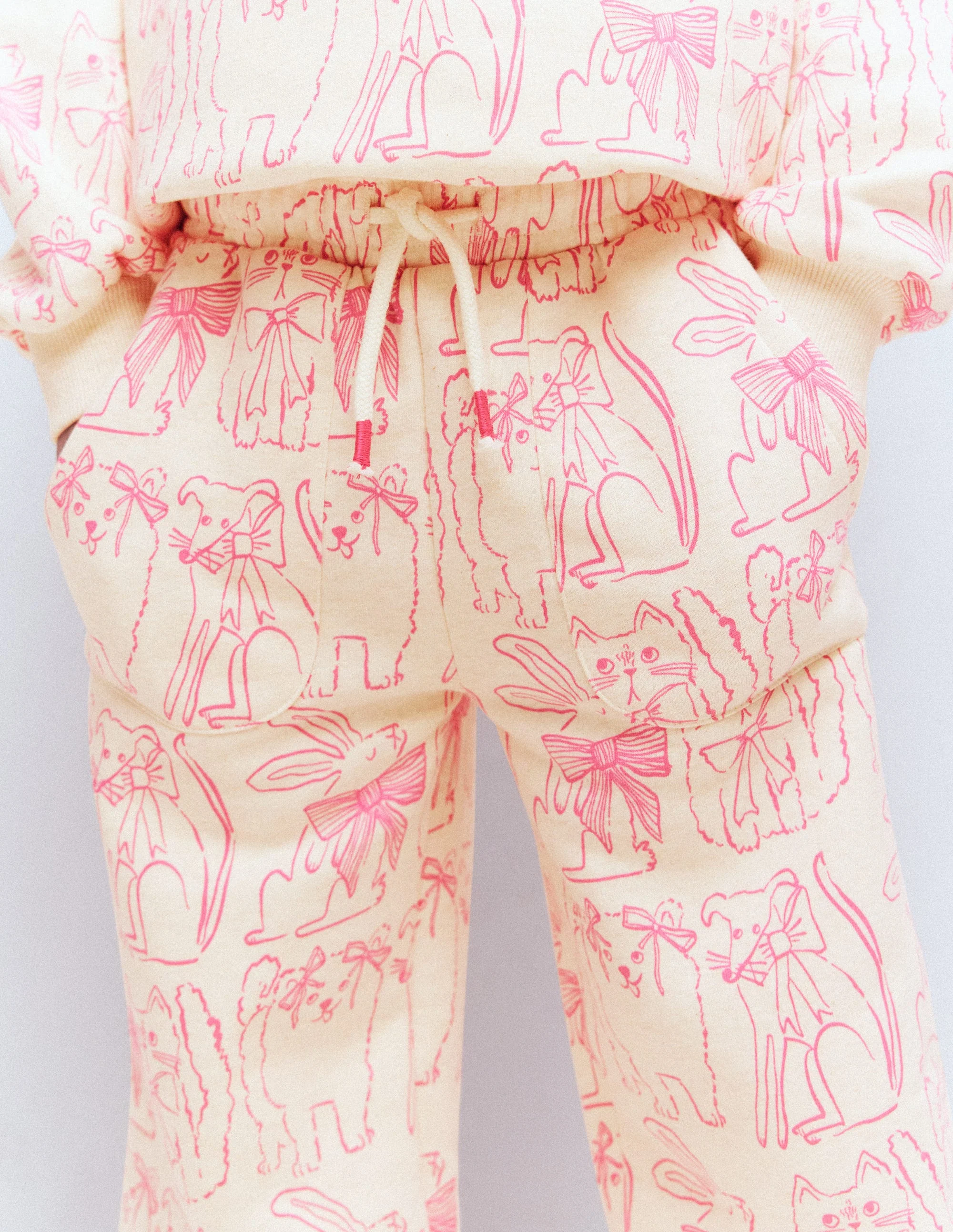 Wide Leg Printed Jogger-Oatmeal Cats - Image 3