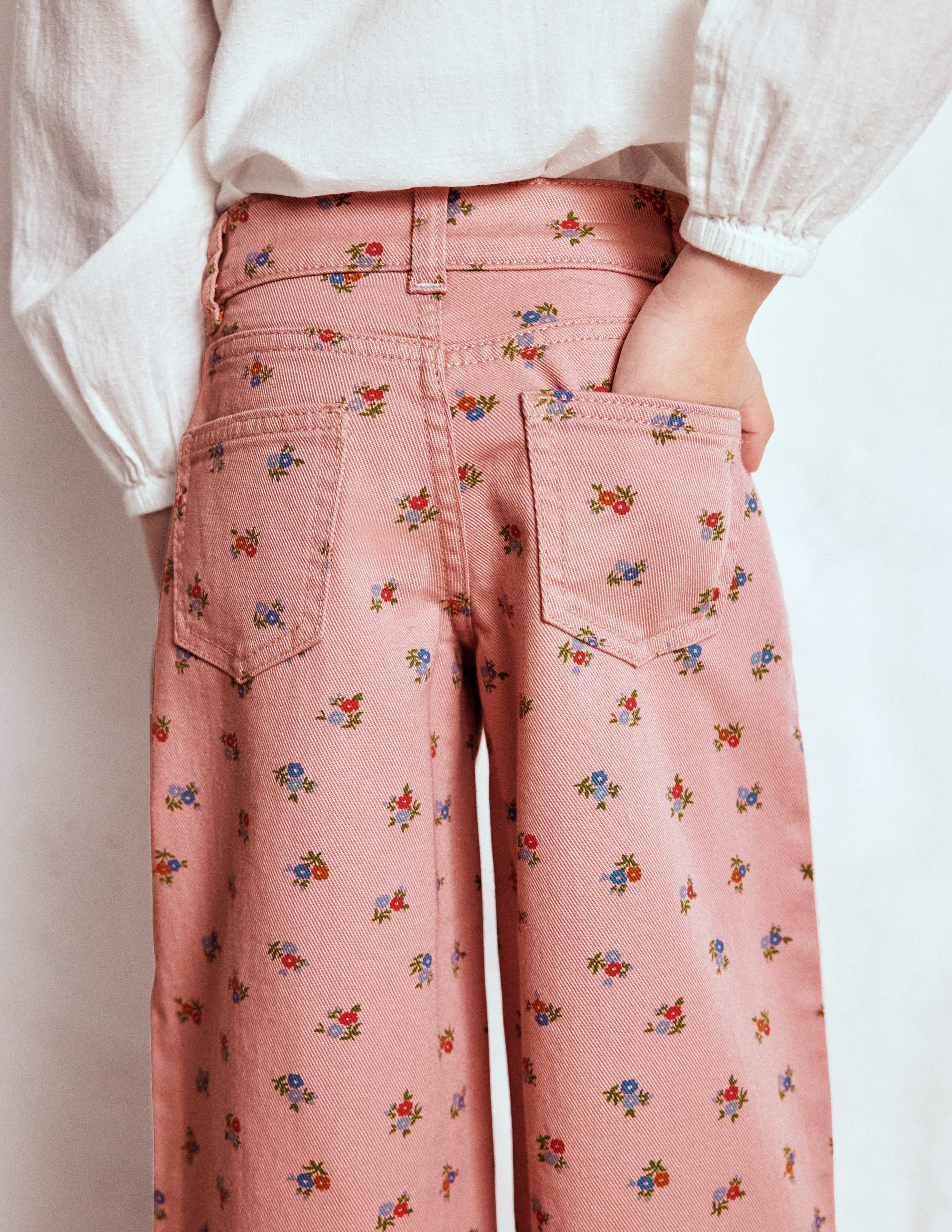 Wide Leg Trouser-Vintage Pink Ditsy - Image 2