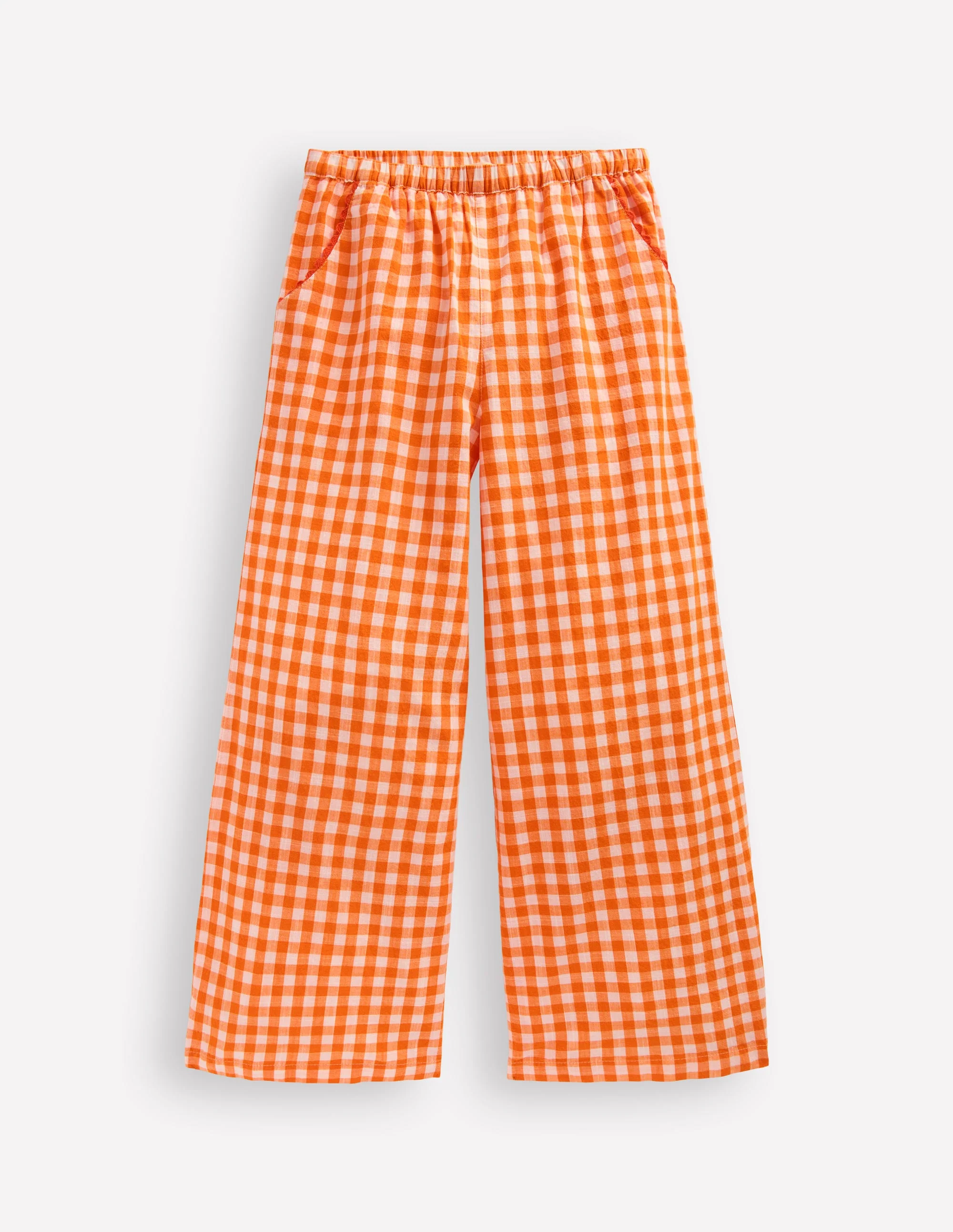 Wide Leg Trousers-Orange/Ivory Gingham - Image 2