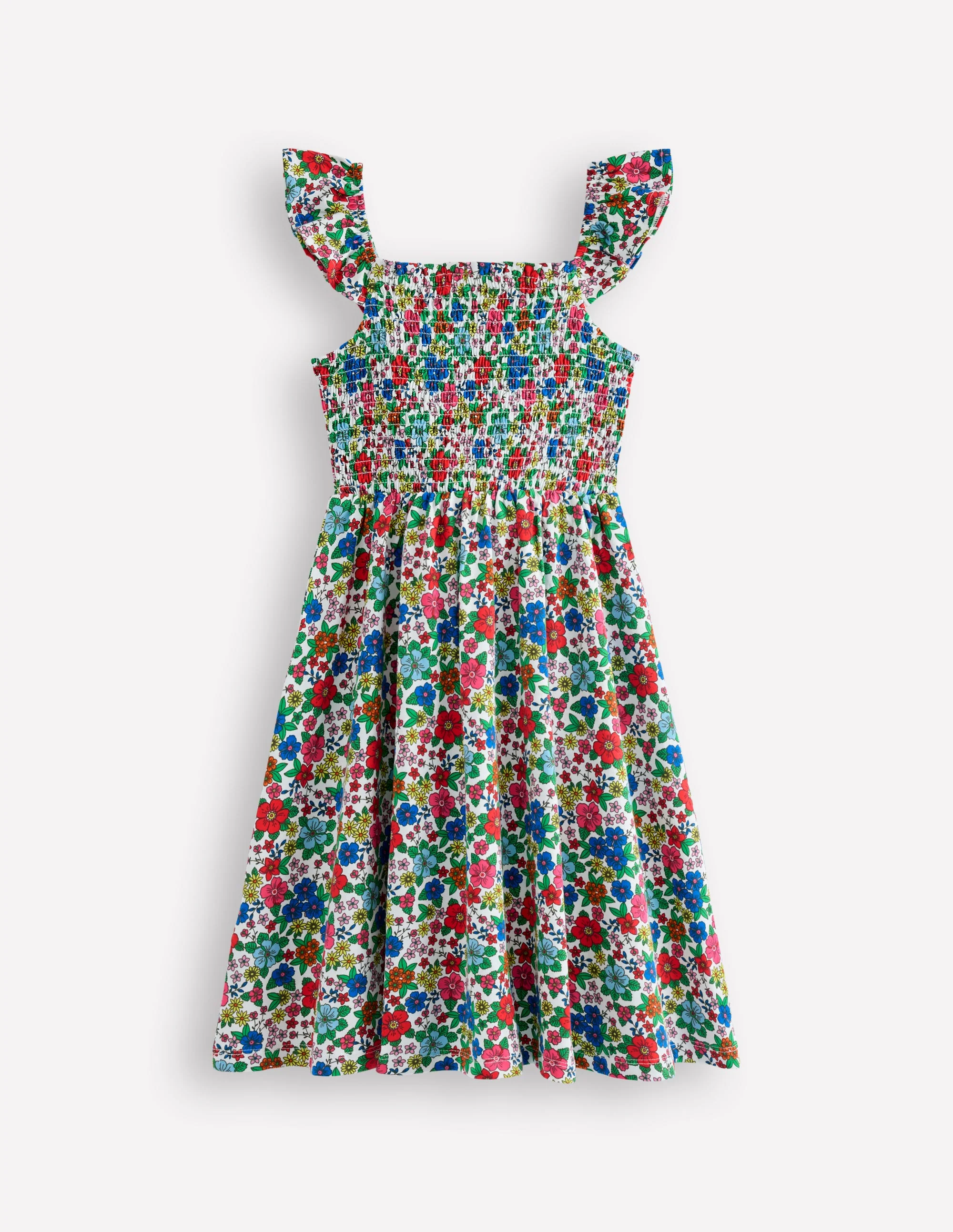Willa Shirred Jersey Dress-Multi Holiday Flowerbed - Image 3