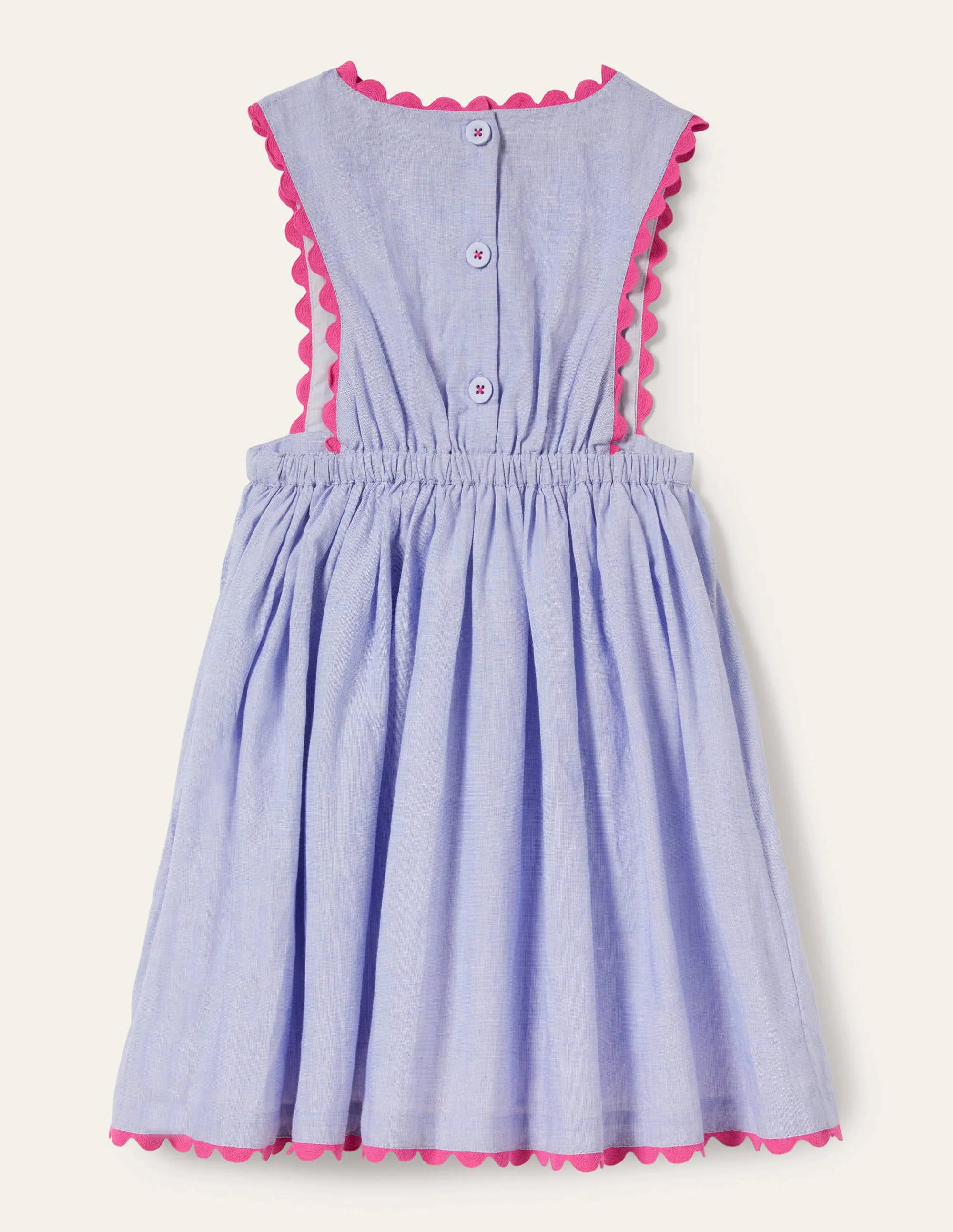 Woven Pinafore Dress-Blue Multi Embroidery - Image 2