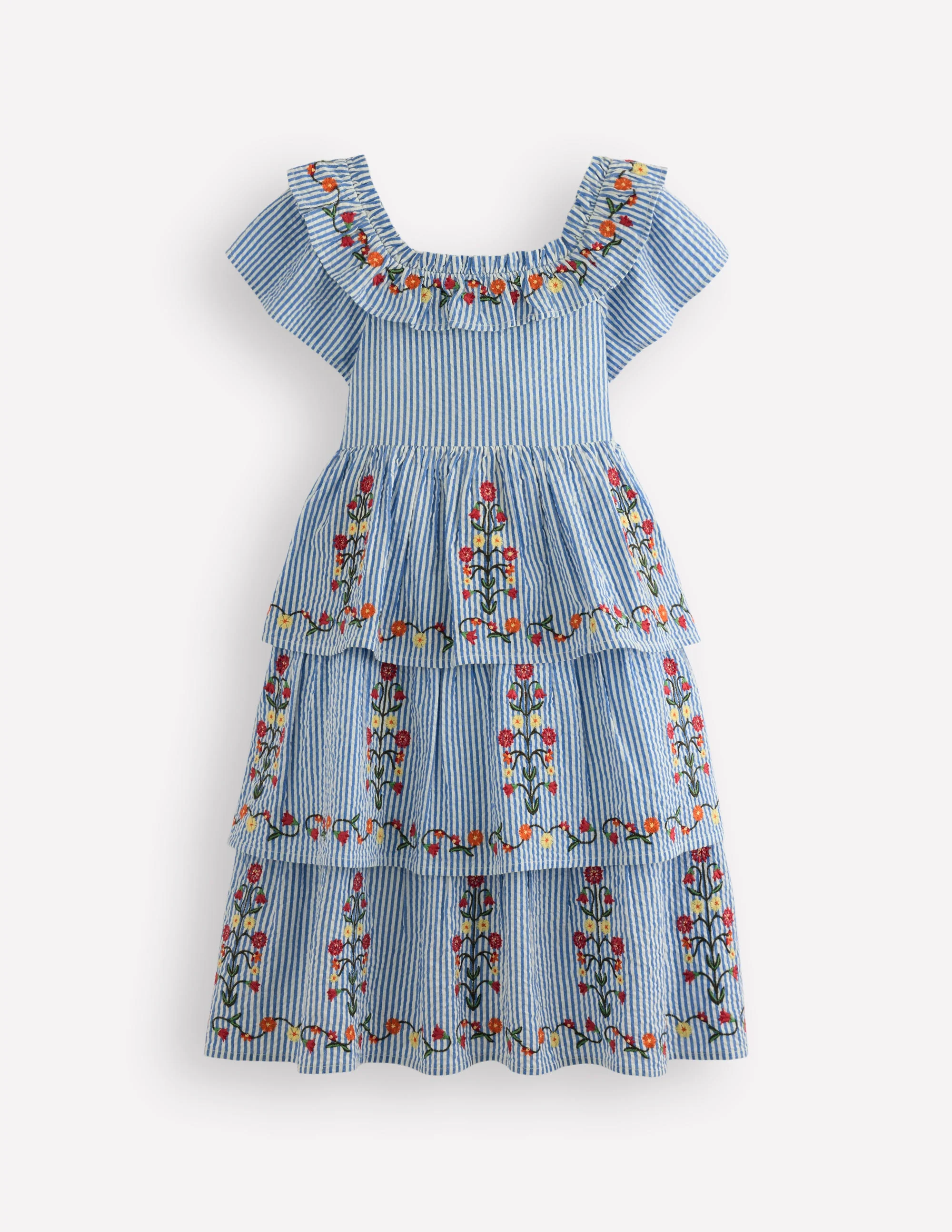 Wow Printed Dress-Ticking Stripe Floral