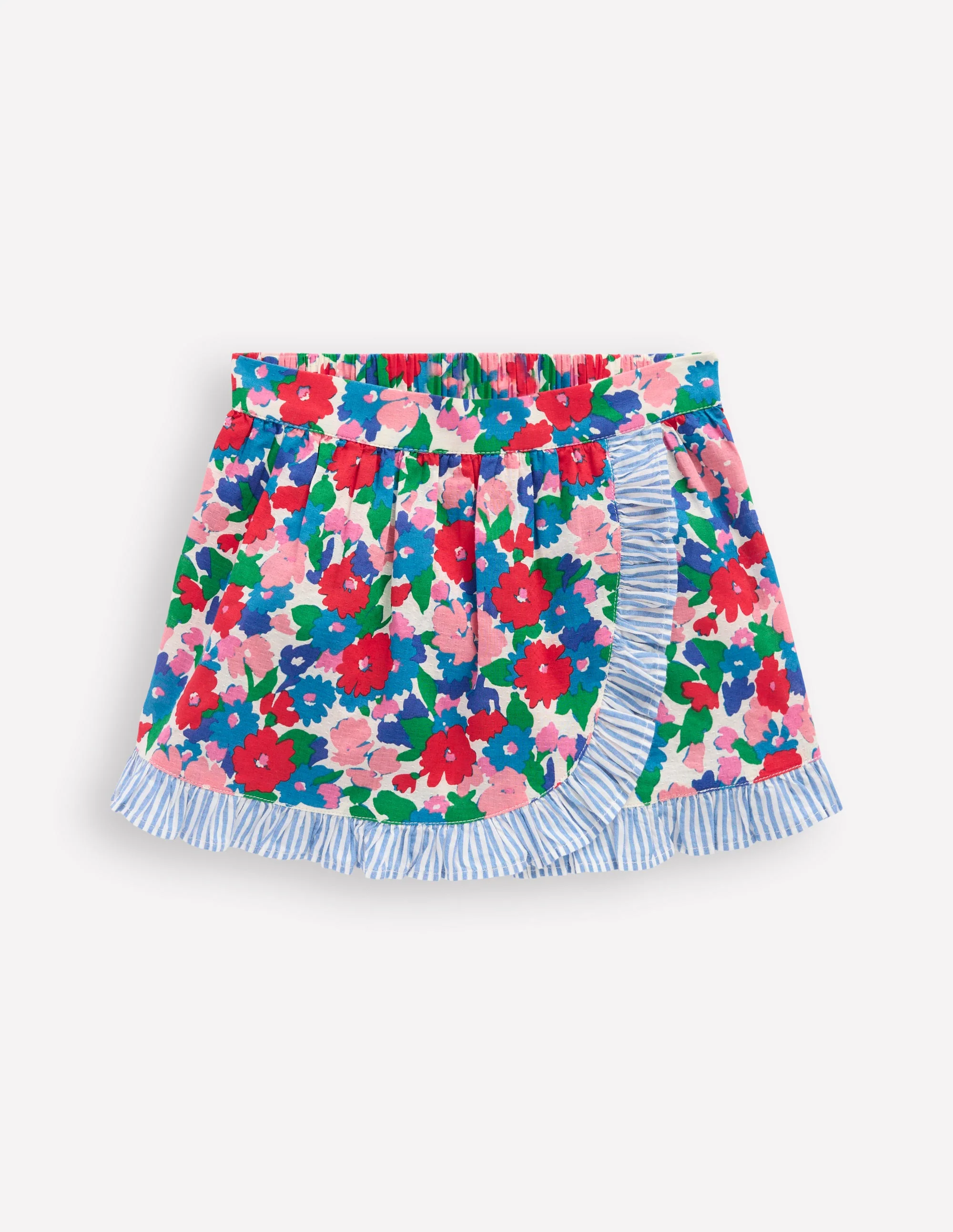 Wrap Frill Skort-Multi Flower Bunch