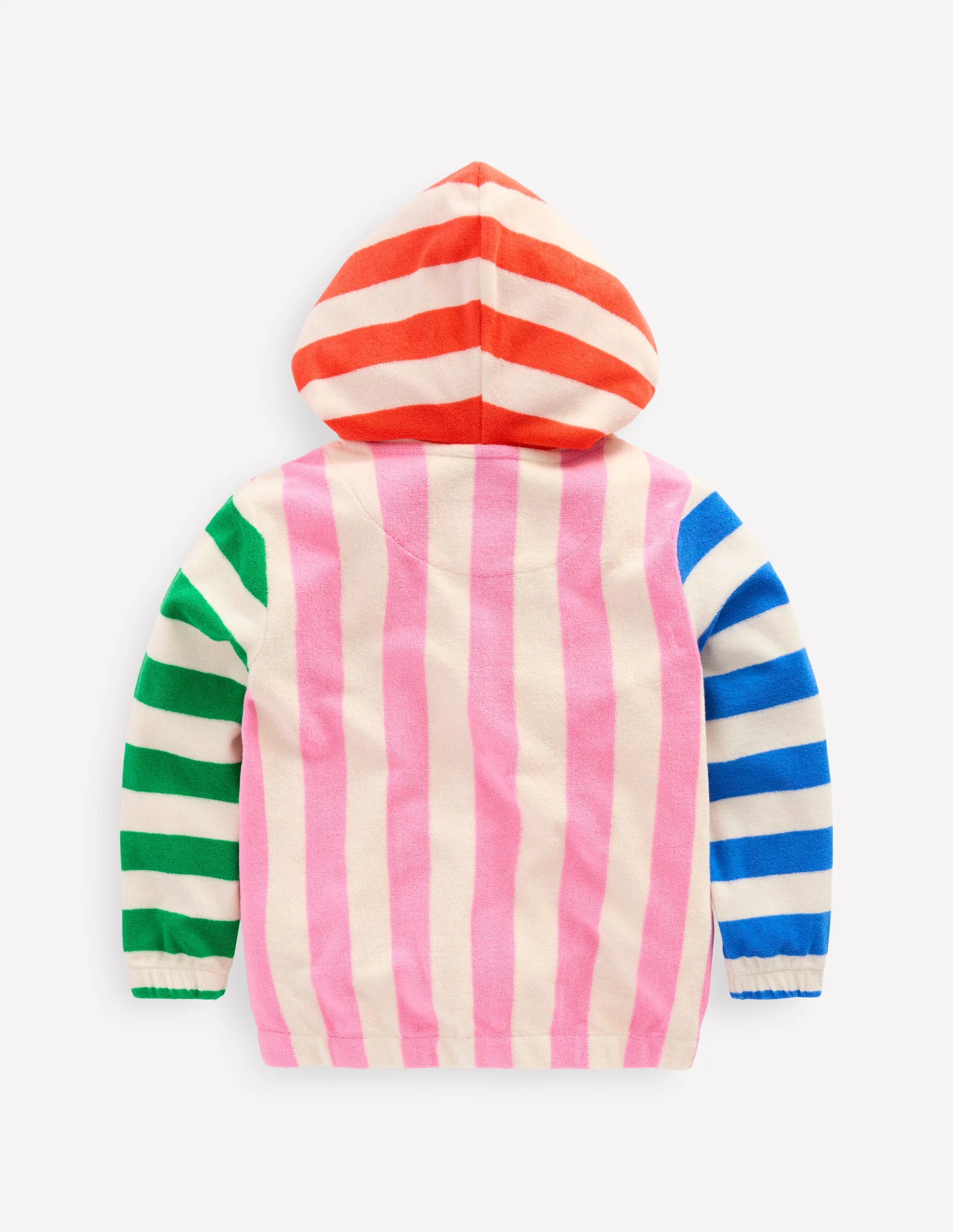 Zip-Through Towelling Hoodie-Multi Hotchpotch Stripe - Image 2