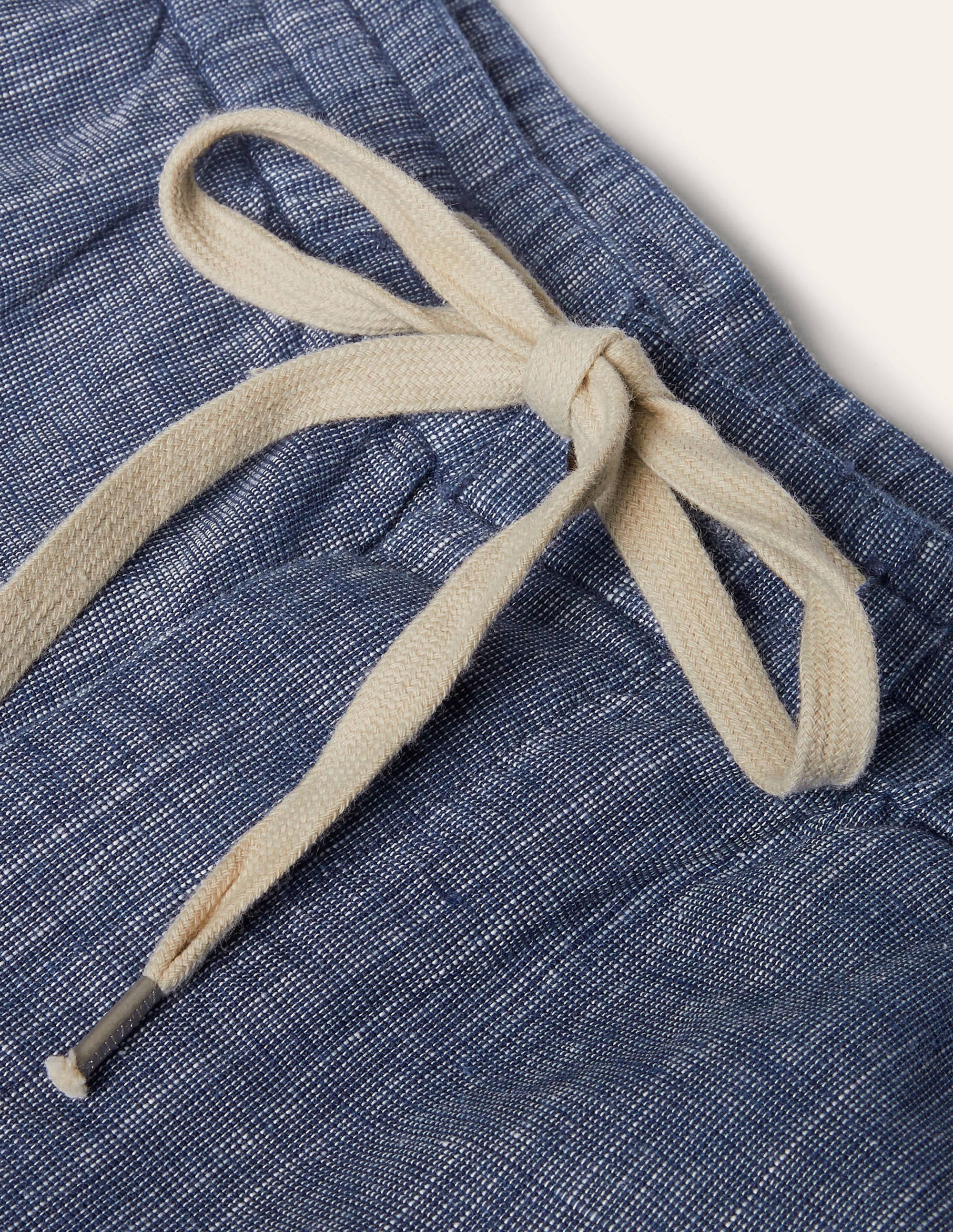 Linen Blend Drawstring Shorts-Light Blue Chambray - Image 5
