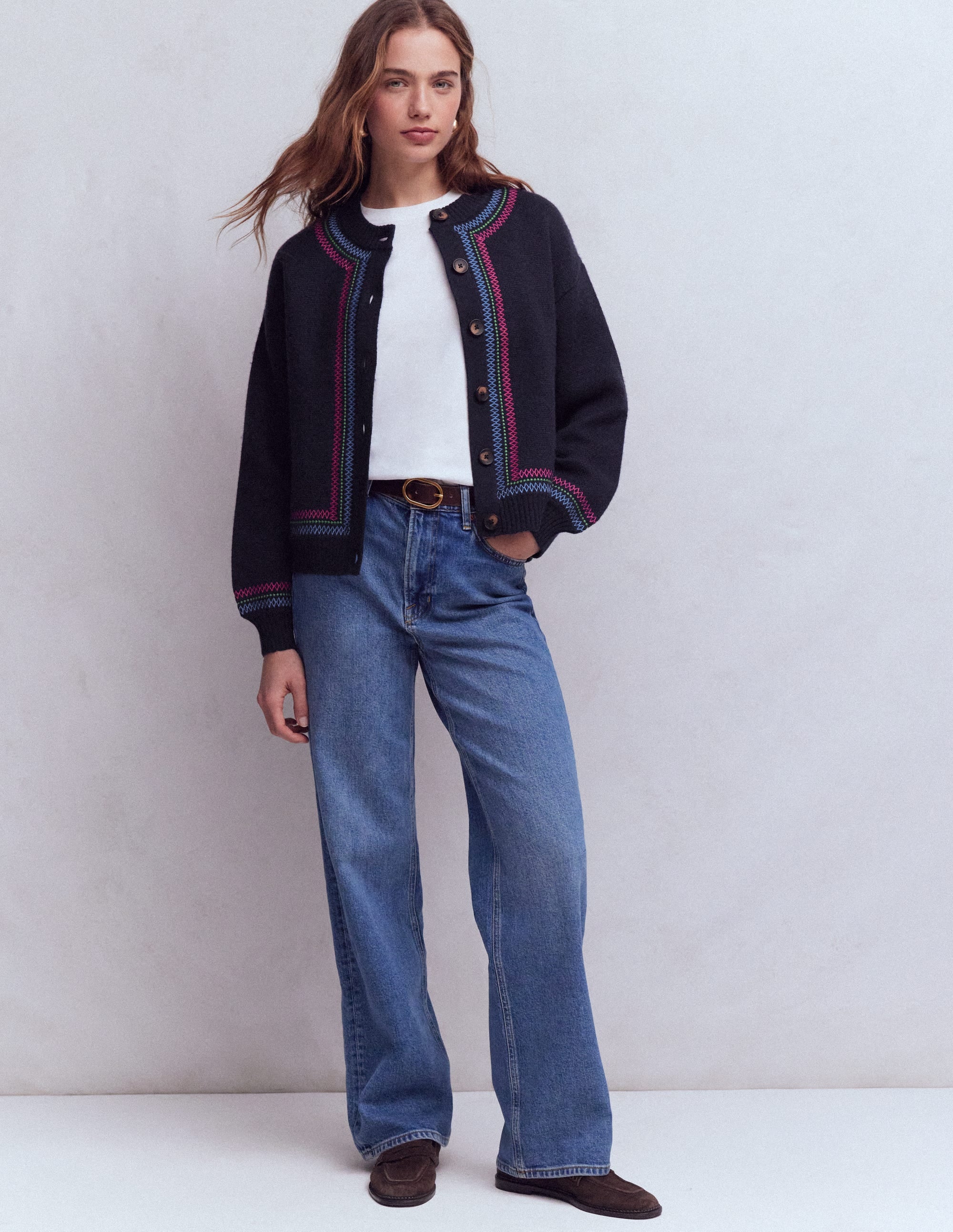 Abi Jacquard Cardigan-Navy, Tiger - Image 4