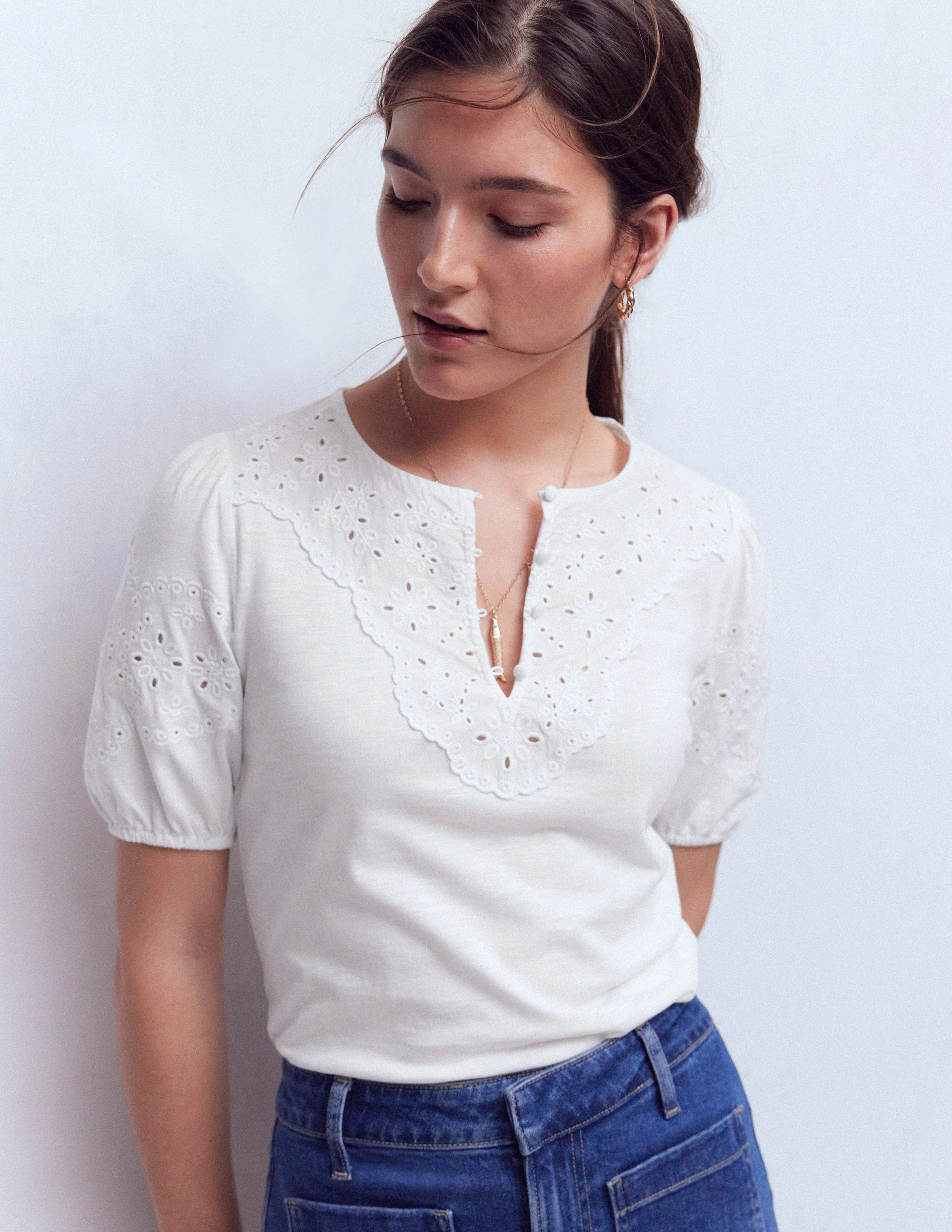Ada Broderie Mix Top-White - Image 4
