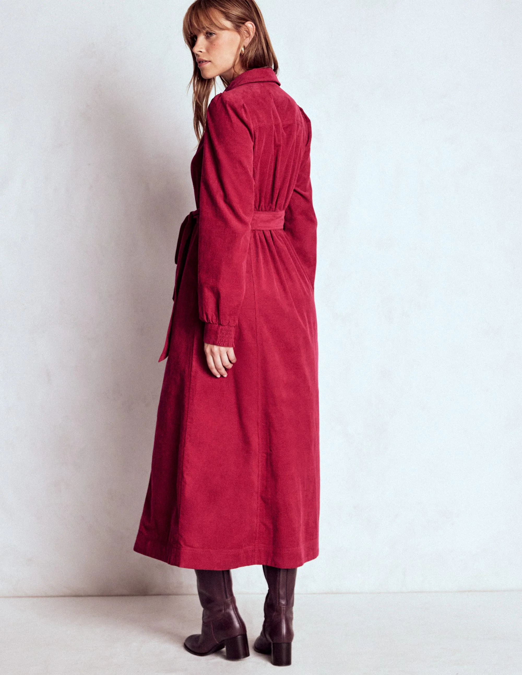 Adelaide Zip Cord Midi Dress-Burgundy Red - Image 3