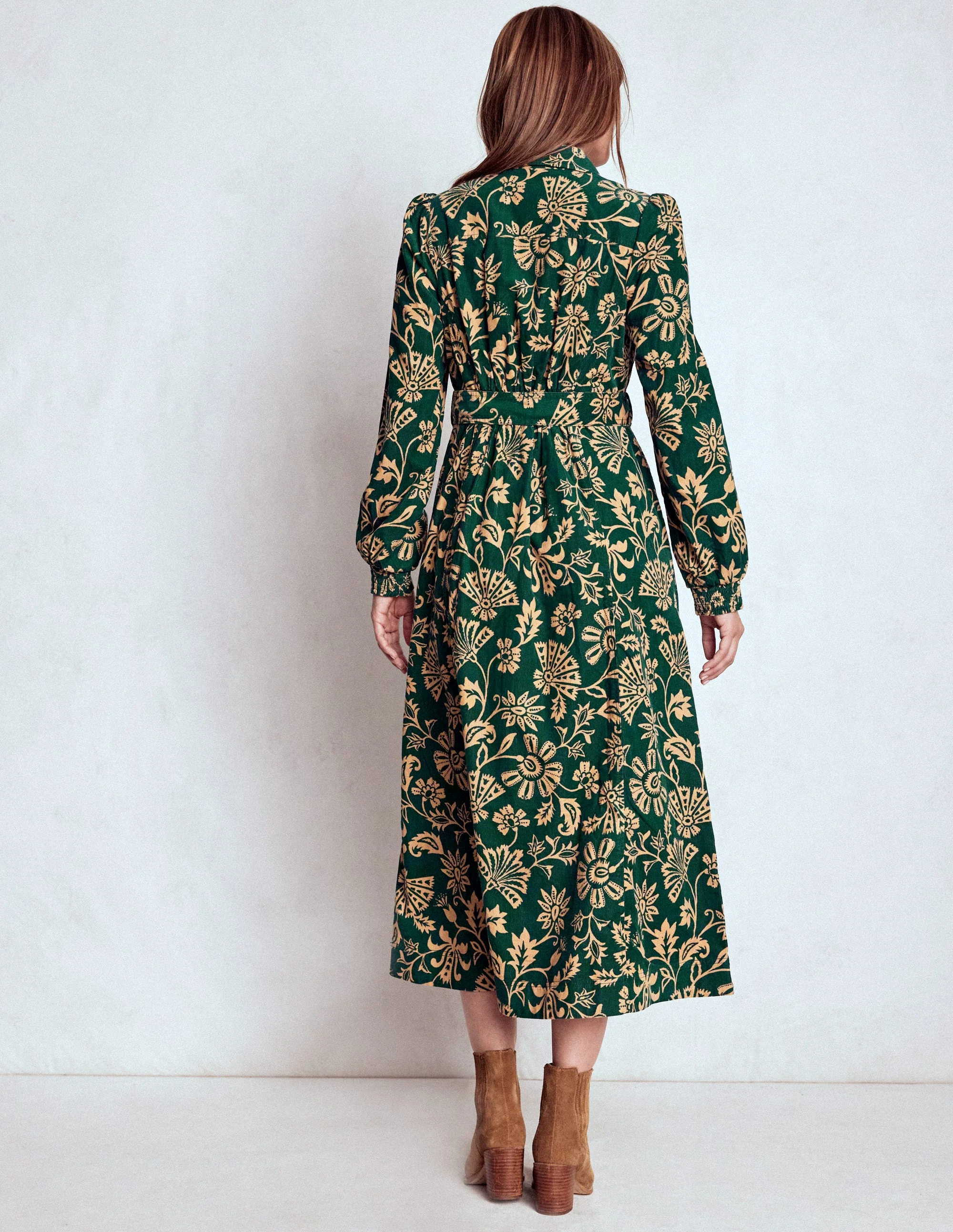 Adelaide Zip Cord Midi Dress-Emerald Night, Elaborate Vine - Image 4