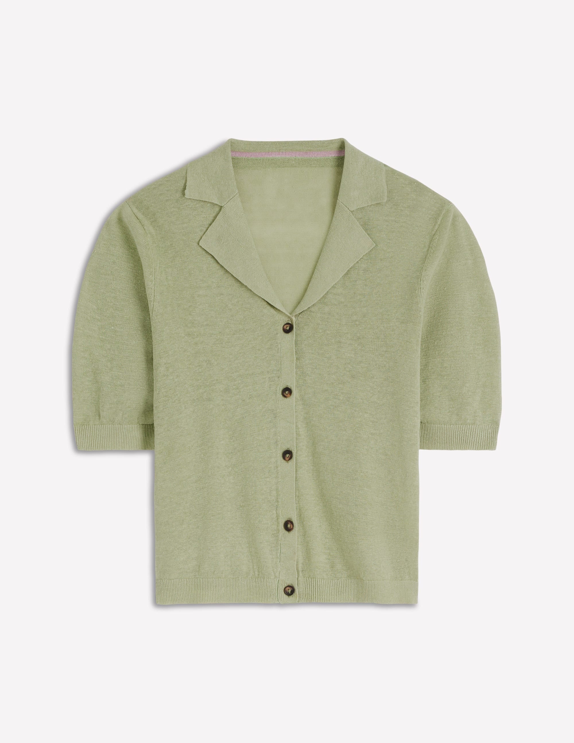 Agnes Collar Linen Cardigan-Green - Image 6