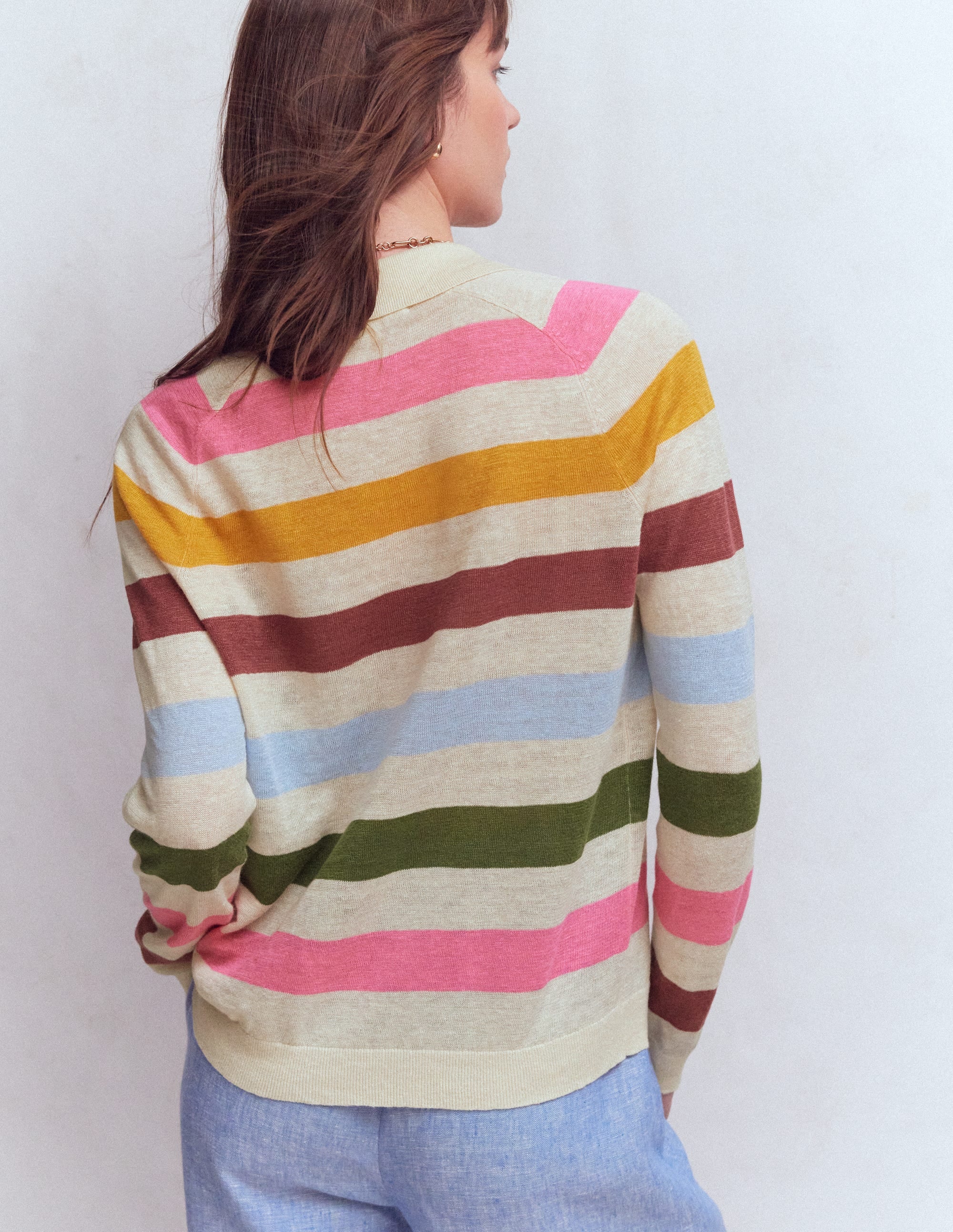 Agnes Collared Linen Jumper-Multi, Rainbow - Image 3