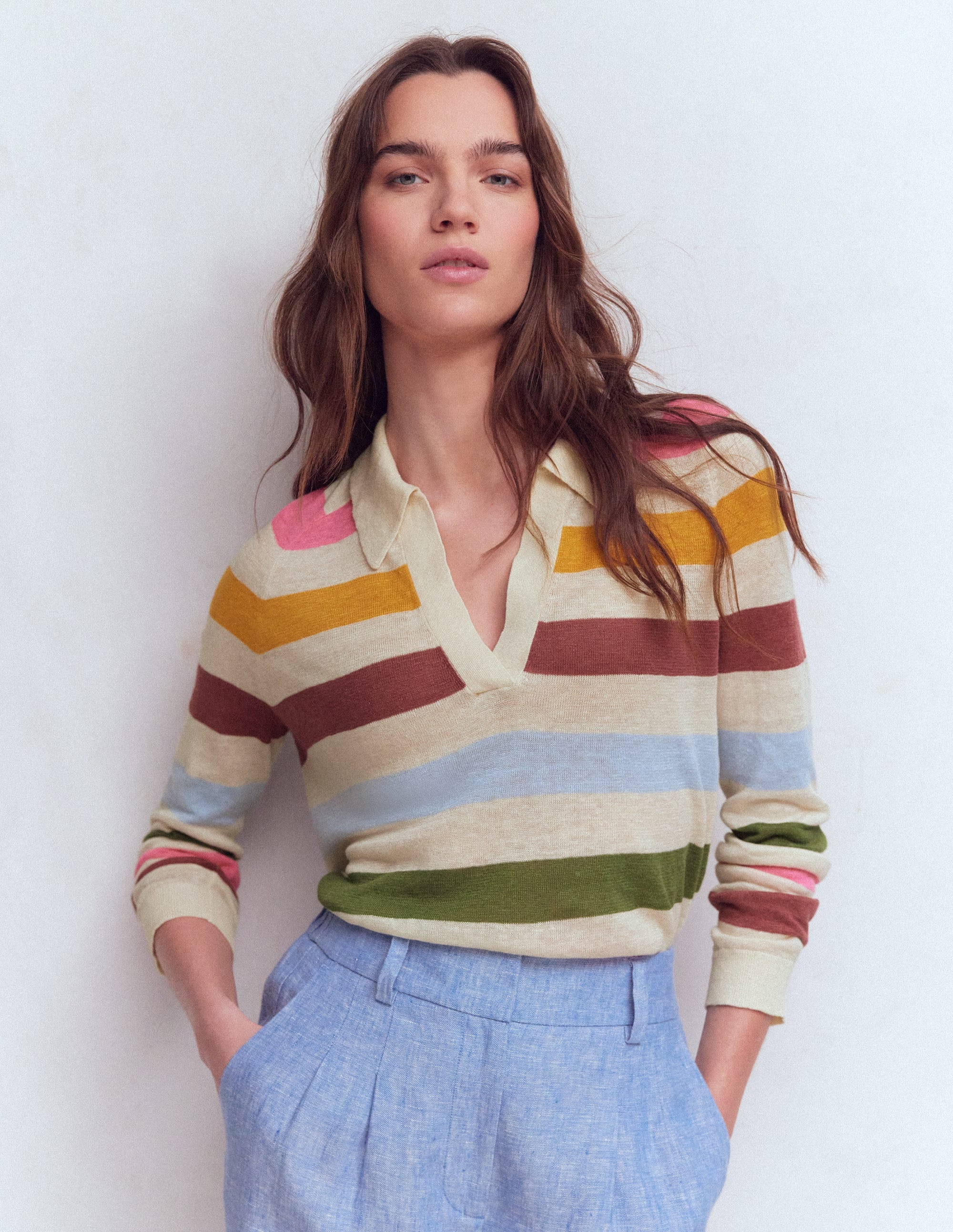 Agnes Collared Linen Jumper-Multi, Rainbow - Image 4