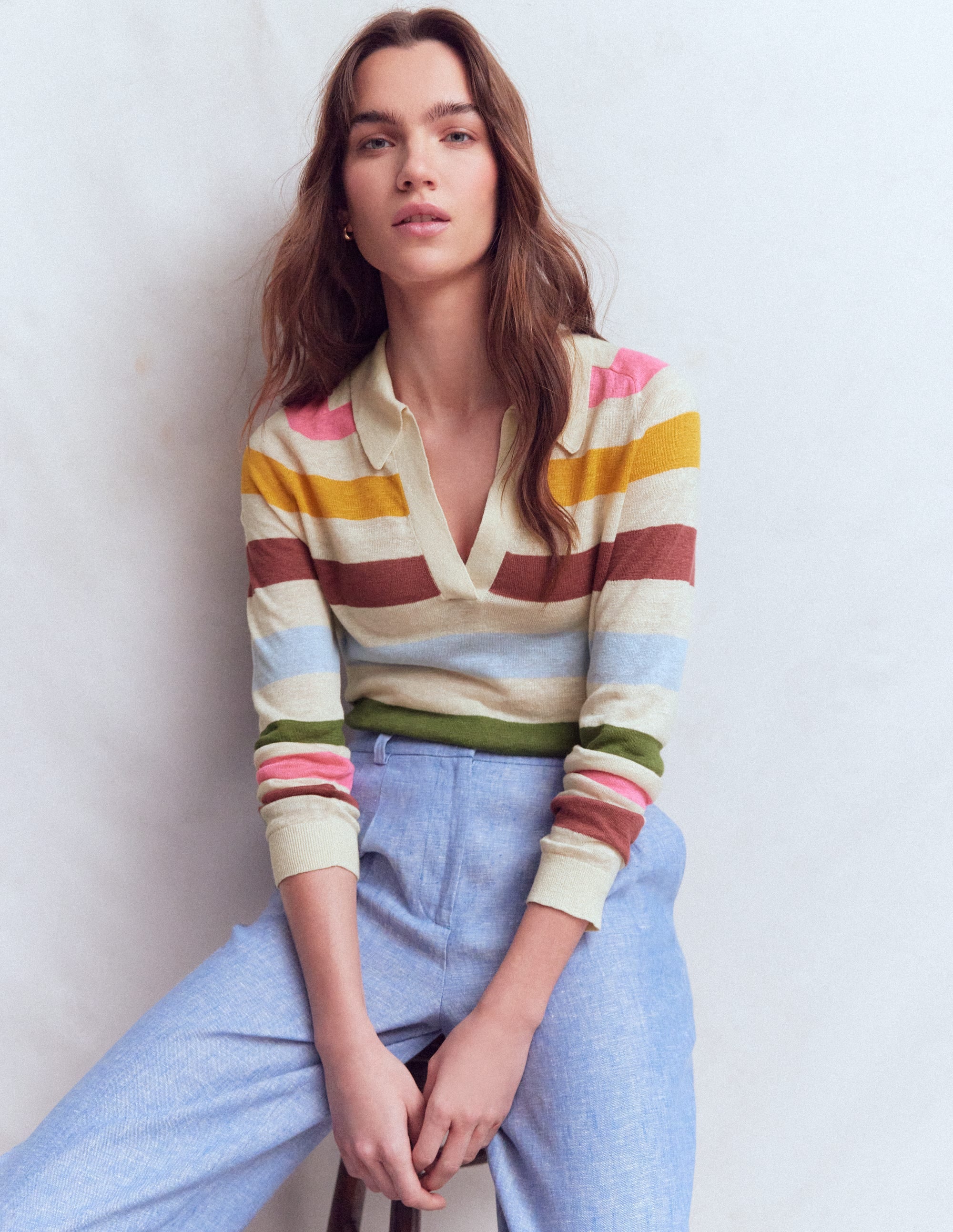 Agnes Collared Linen Jumper-Multi, Rainbow - Image 5