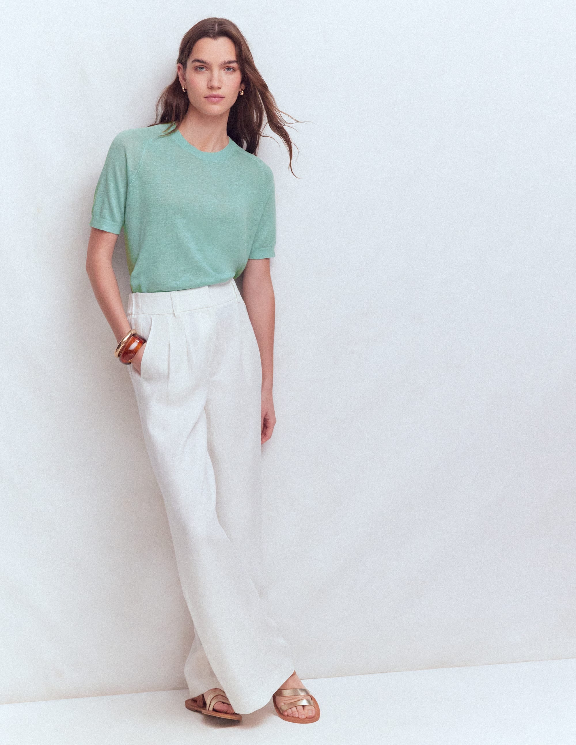 Agnes Linen Button T-Shirt-Seamist Blue - Image 5