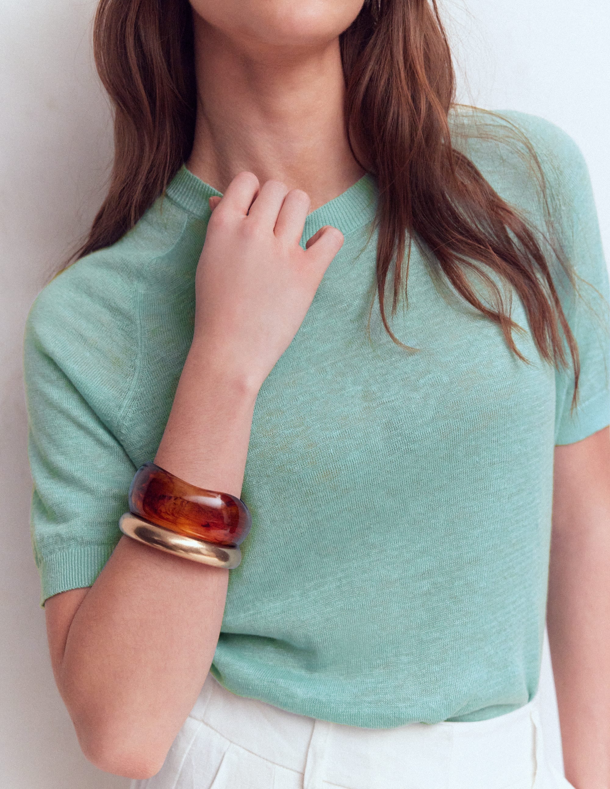 Agnes Linen Button T-Shirt-Seamist Blue - Image 6