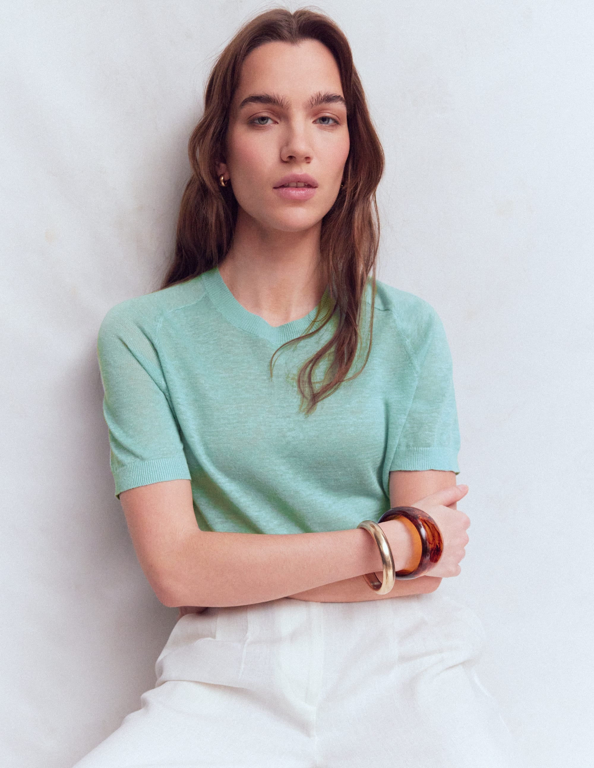Agnes Linen Button T-Shirt-Seamist Blue - Image 7