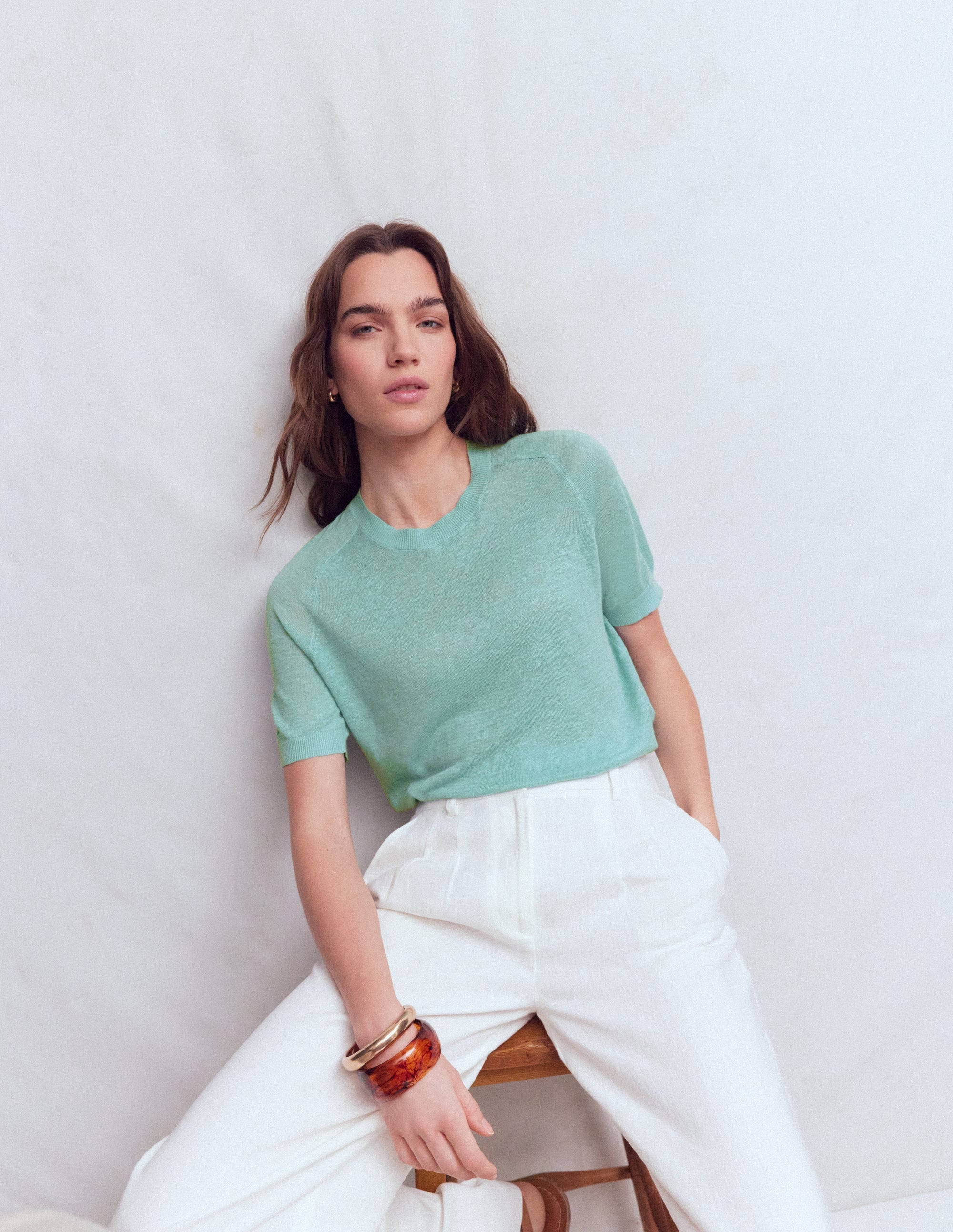 Agnes Linen Button T-Shirt-Seamist Blue - Image 8