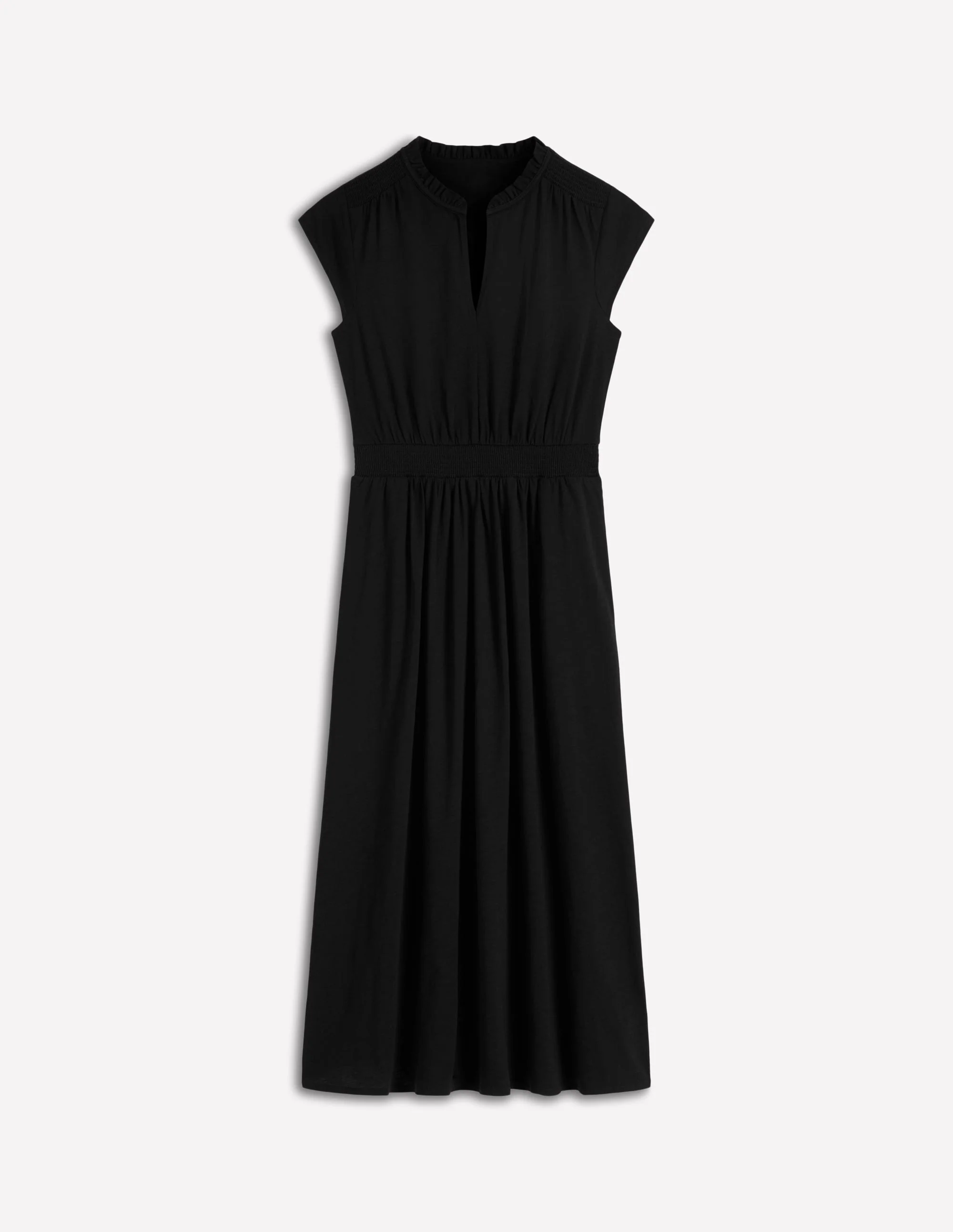 Alba Smocked Jersey Midi Dress-Black - Image 5