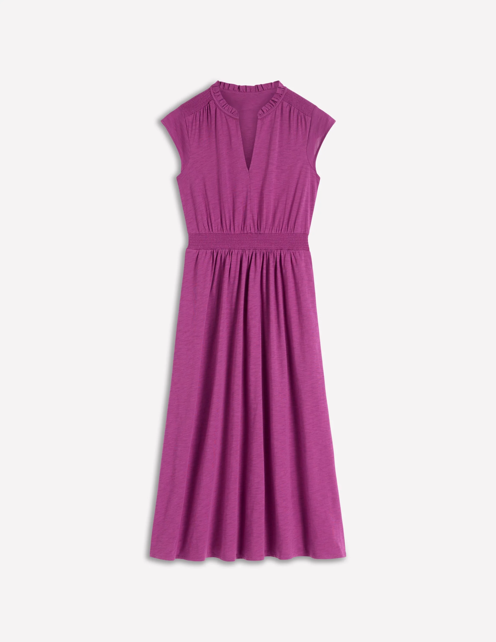Alba Smocked Jersey Midi Dress-Damson - Image 6