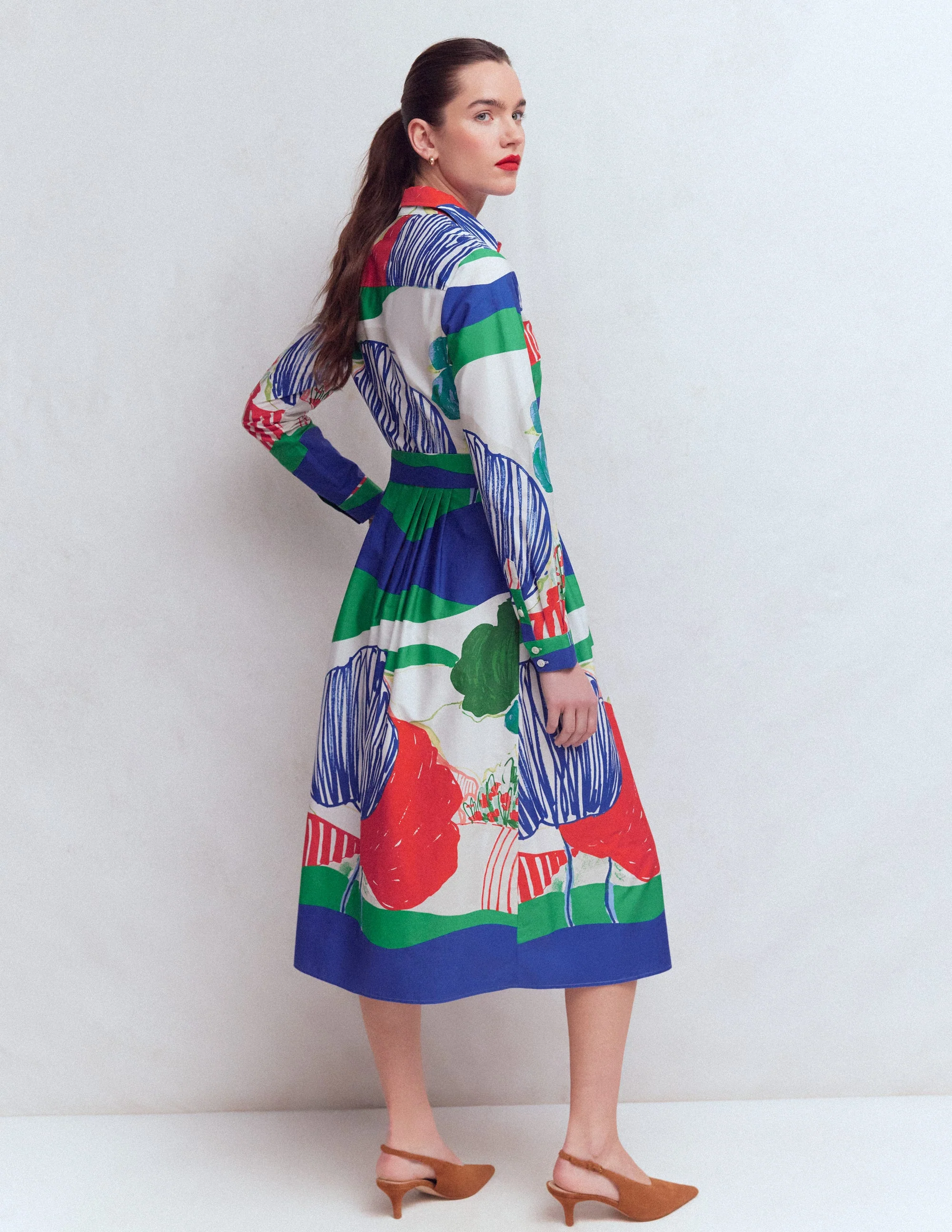 Alexa Long Sleeve Midi Dress-Multi Abstract Valley - Image 3