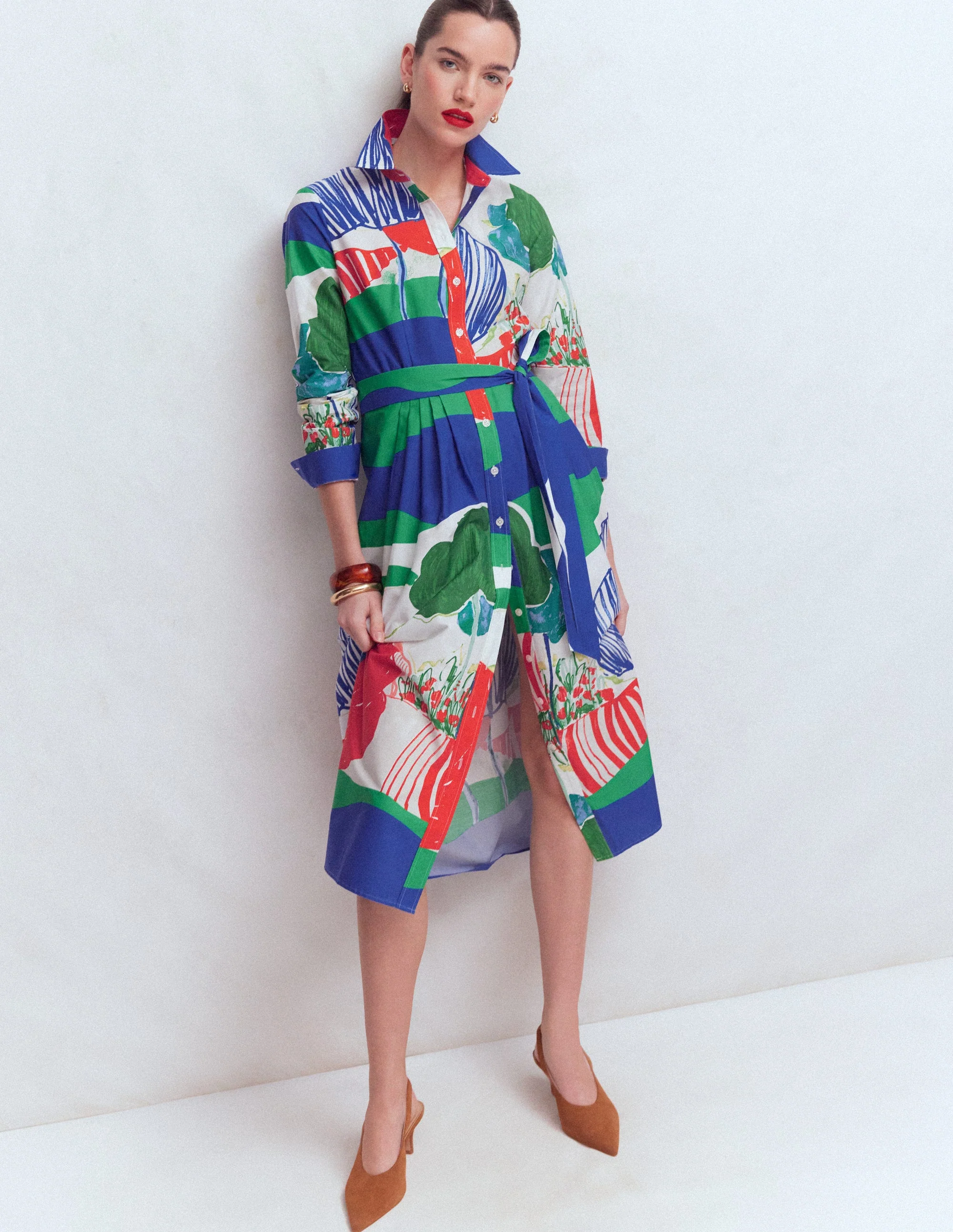 Alexa Long Sleeve Midi Dress-Multi Abstract Valley - Image 4