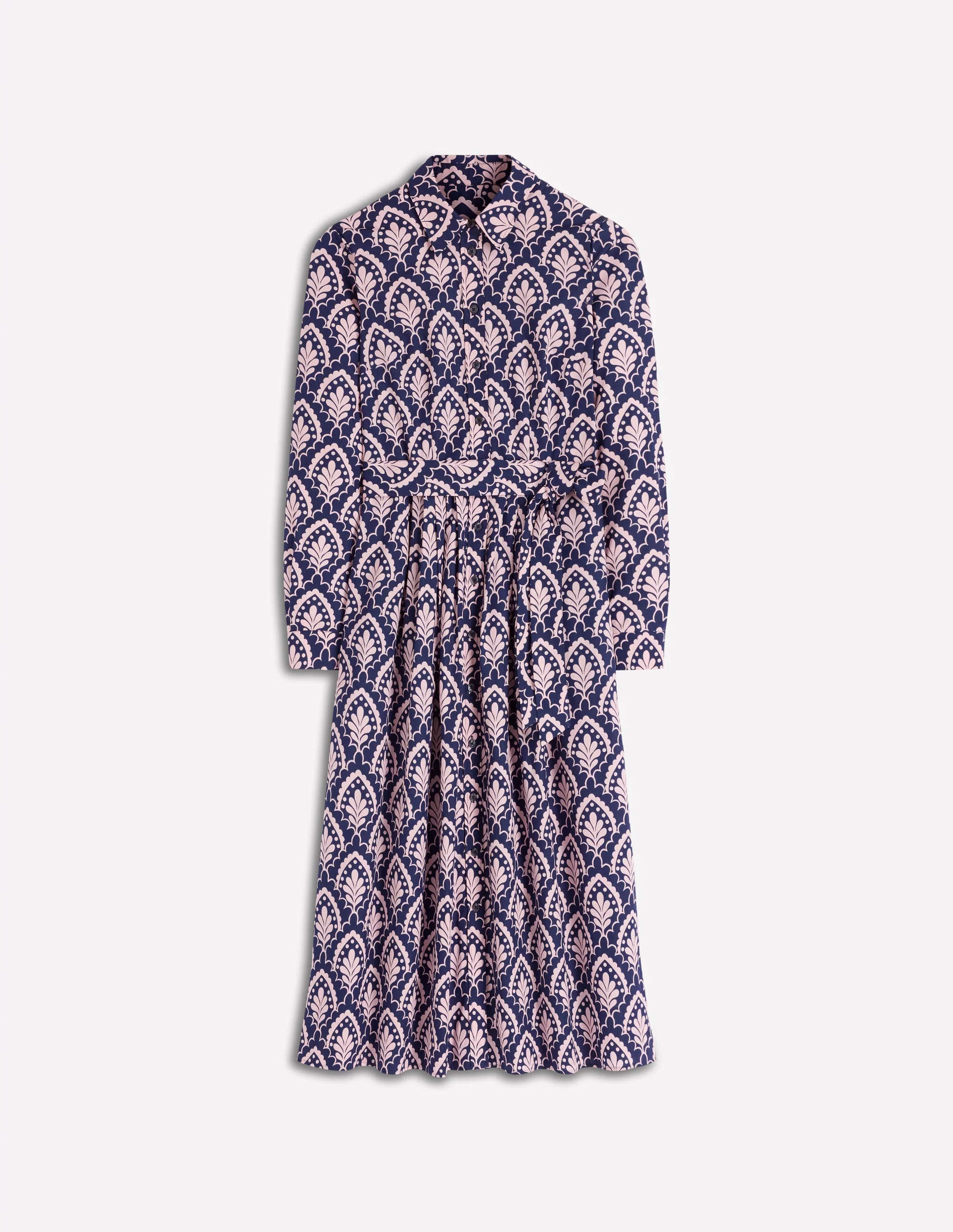 Alexa Long Sleeve Midi Dress-Navy Petal Terrace - Image 5