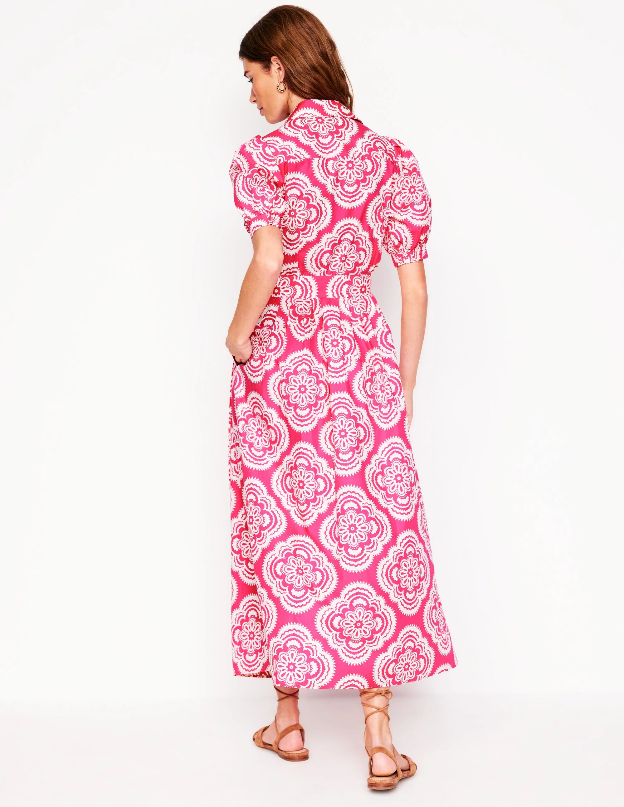 Alexa Maxi Shirt Dress-Pink Peony, Botanic Blush - Image 3