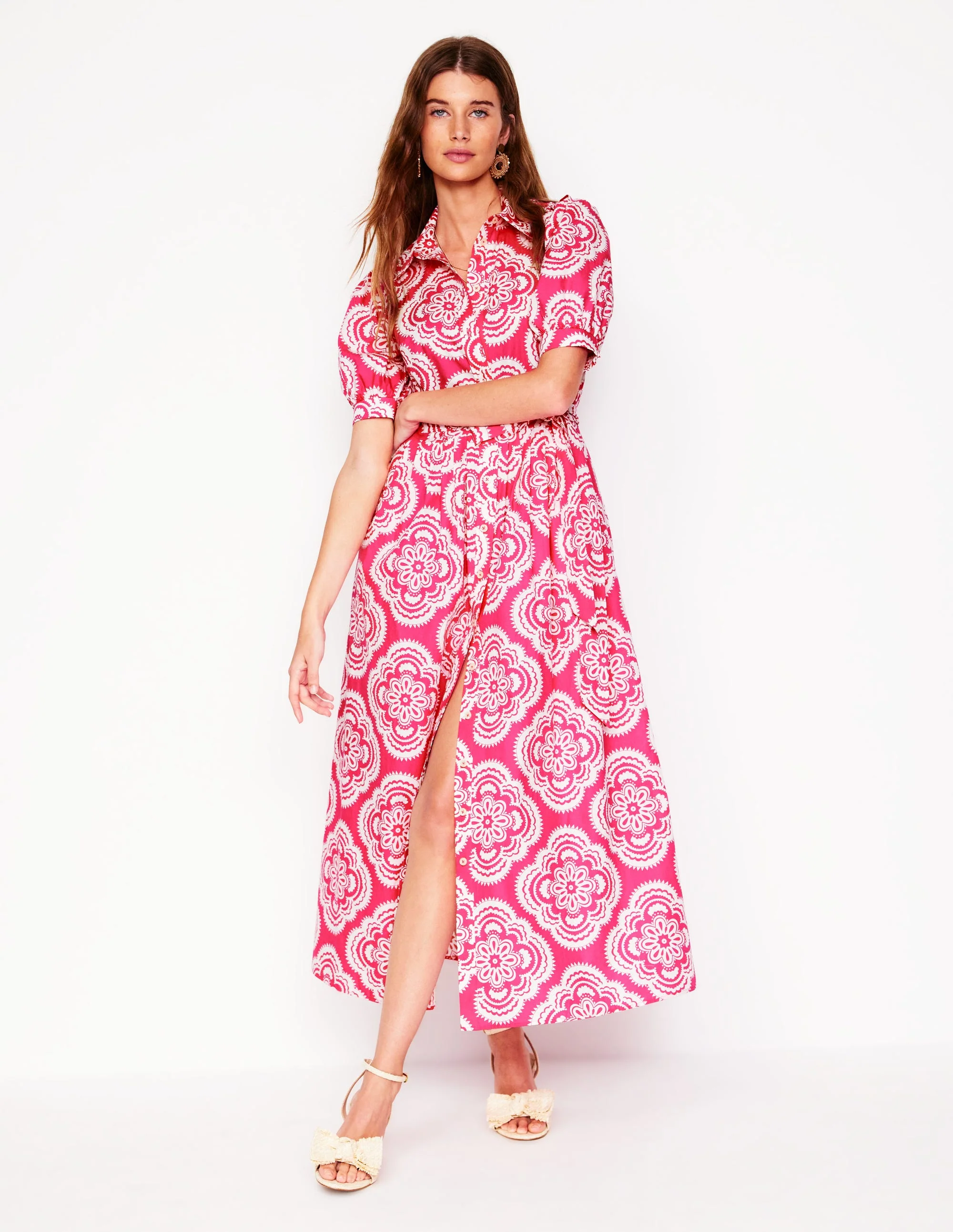 Alexa Maxi Shirt Dress-Pink Peony, Botanic Blush - Image 5